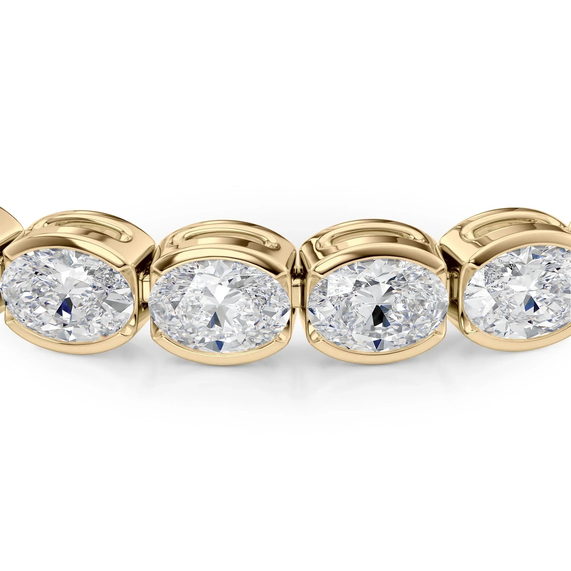 Oval Lab Grown Diamond East West Half Bezel Tennis Bracelet, EF Color, VS Clarity, IGI Certified