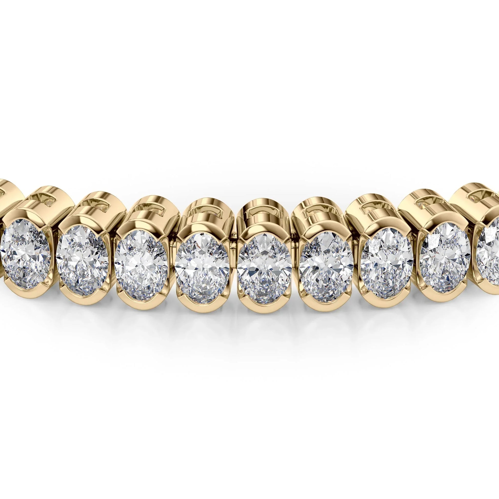 Oval Lab Grown Diamond Bezel Tennis Bracelet, EF Color, VS Clarity, IGI Certificate