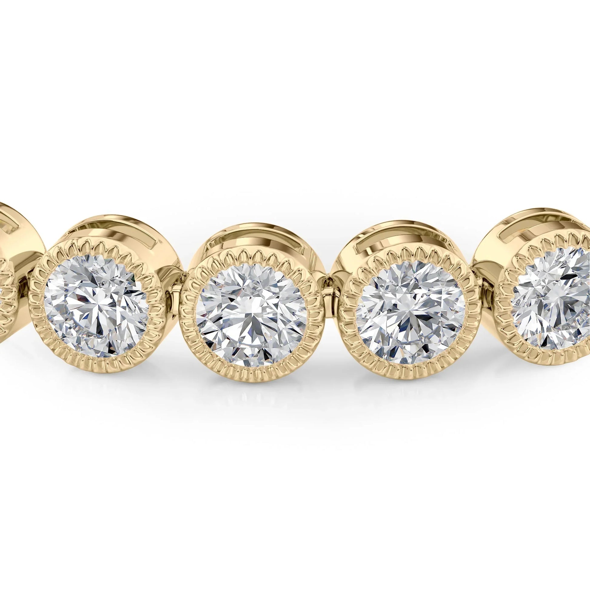 Round Lab Grown Diamond Beaded Bezel Tennis Bracelet, EF Color, VS Clarity, IGI Certified