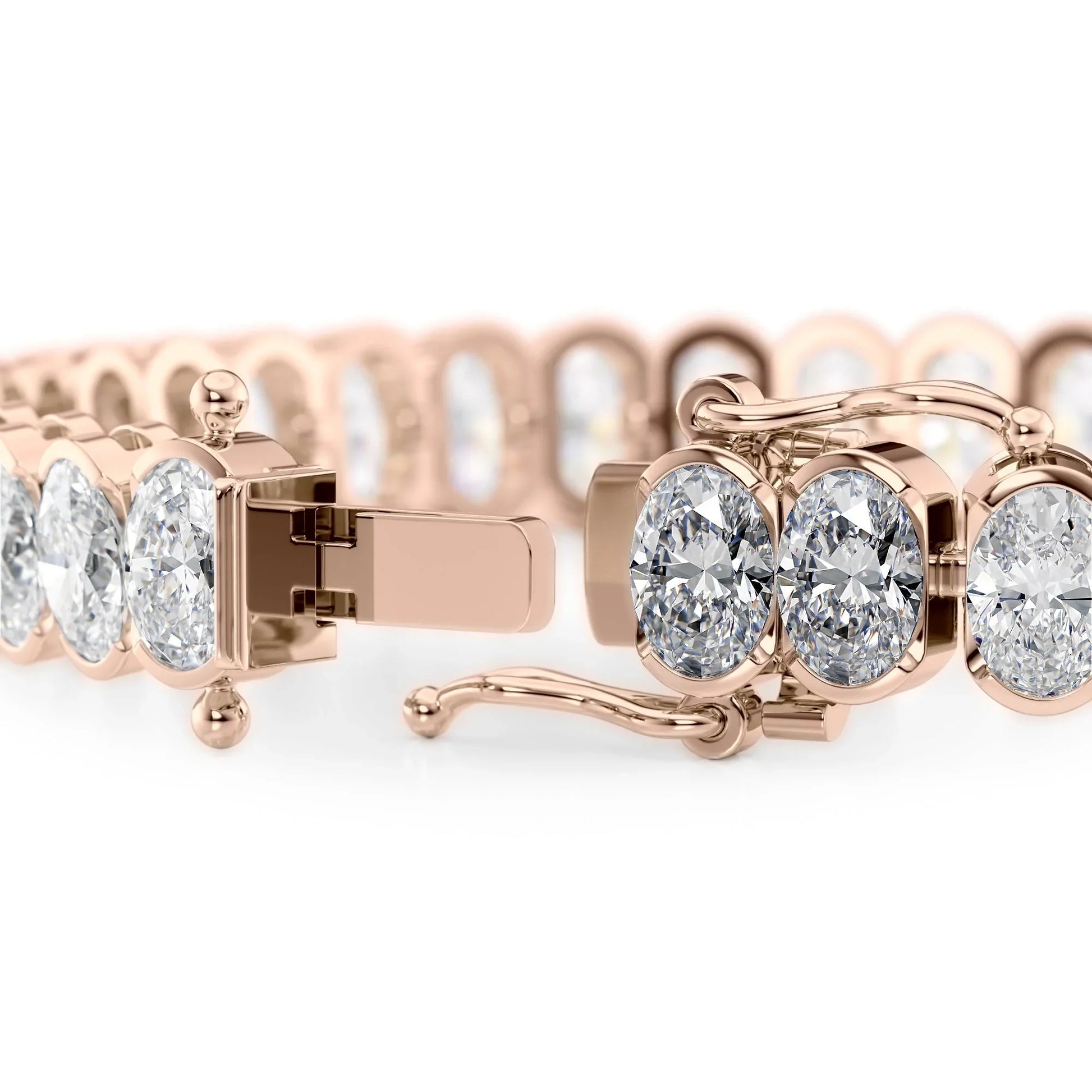 Oval Lab Grown Diamond Bezel Tennis Bracelet, EF Color, VS Clarity, IGI Certificate