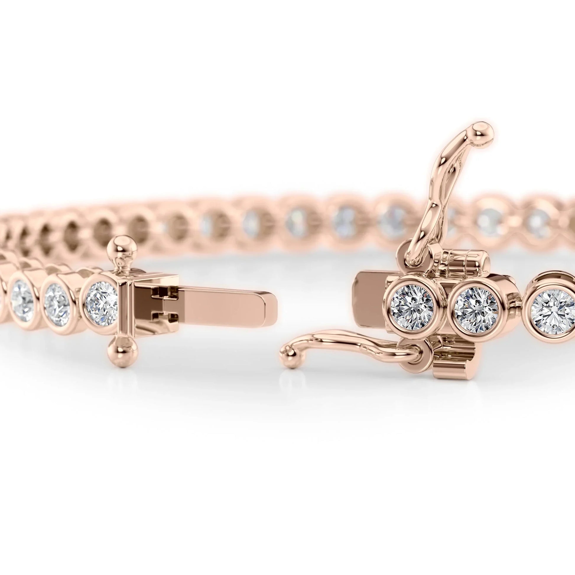 Round Lab Grown Diamond Bezel Tennis Bracelet, EF Color, VS Clarity, IGI Certified