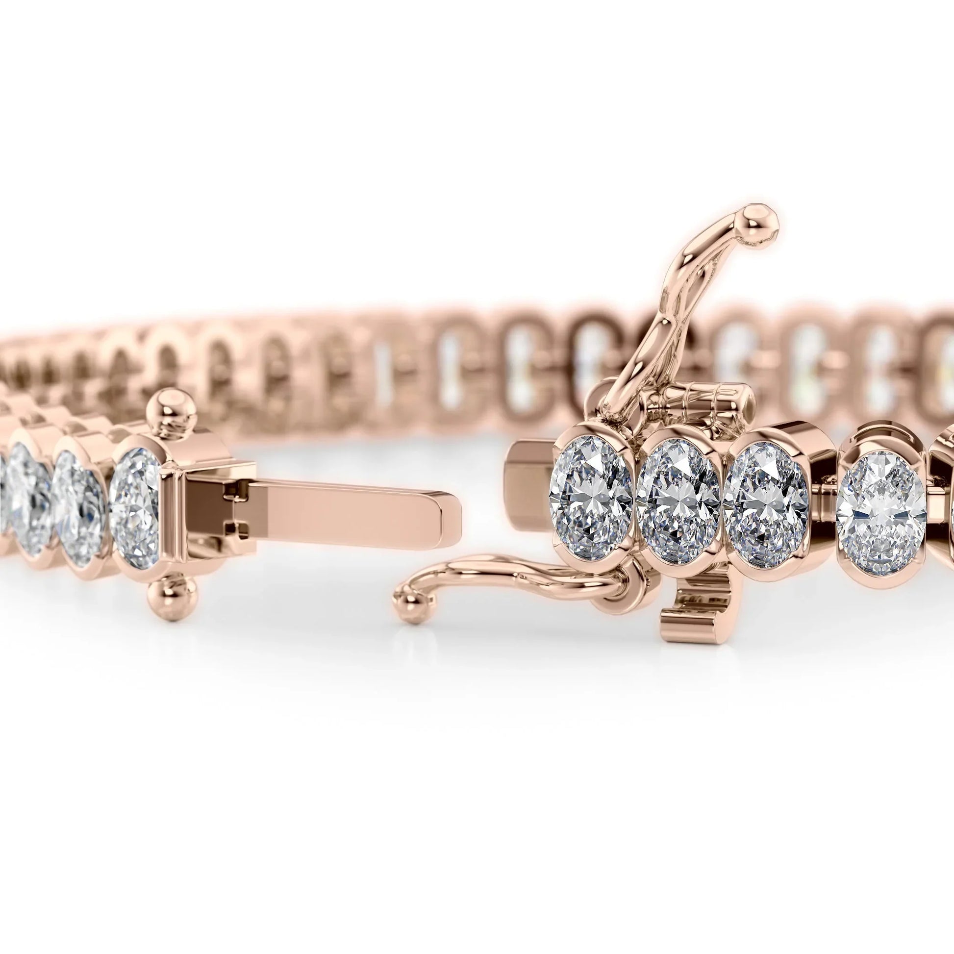 Oval Lab Grown Diamond Bezel Tennis Bracelet, EF Color, VS Clarity, IGI Certificate