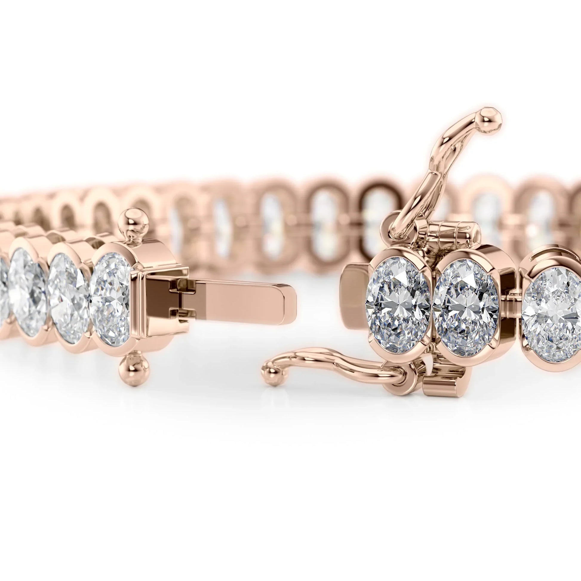 Oval Lab Grown Diamond Bezel Tennis Bracelet, EF Color, VS Clarity, IGI Certificate