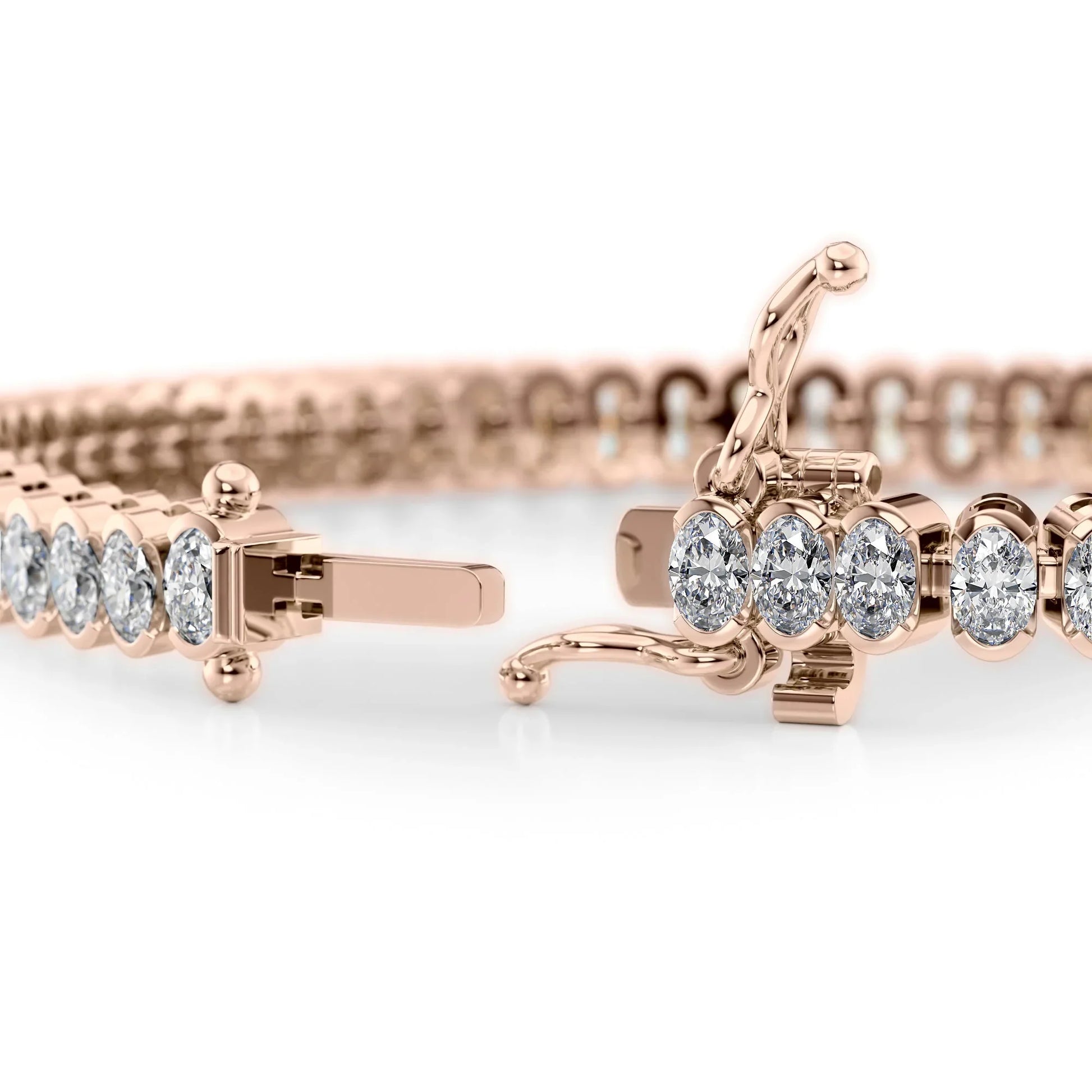 Oval Lab Grown Diamond Bezel Tennis Bracelet, EF Color, VS Clarity, IGI Certificate