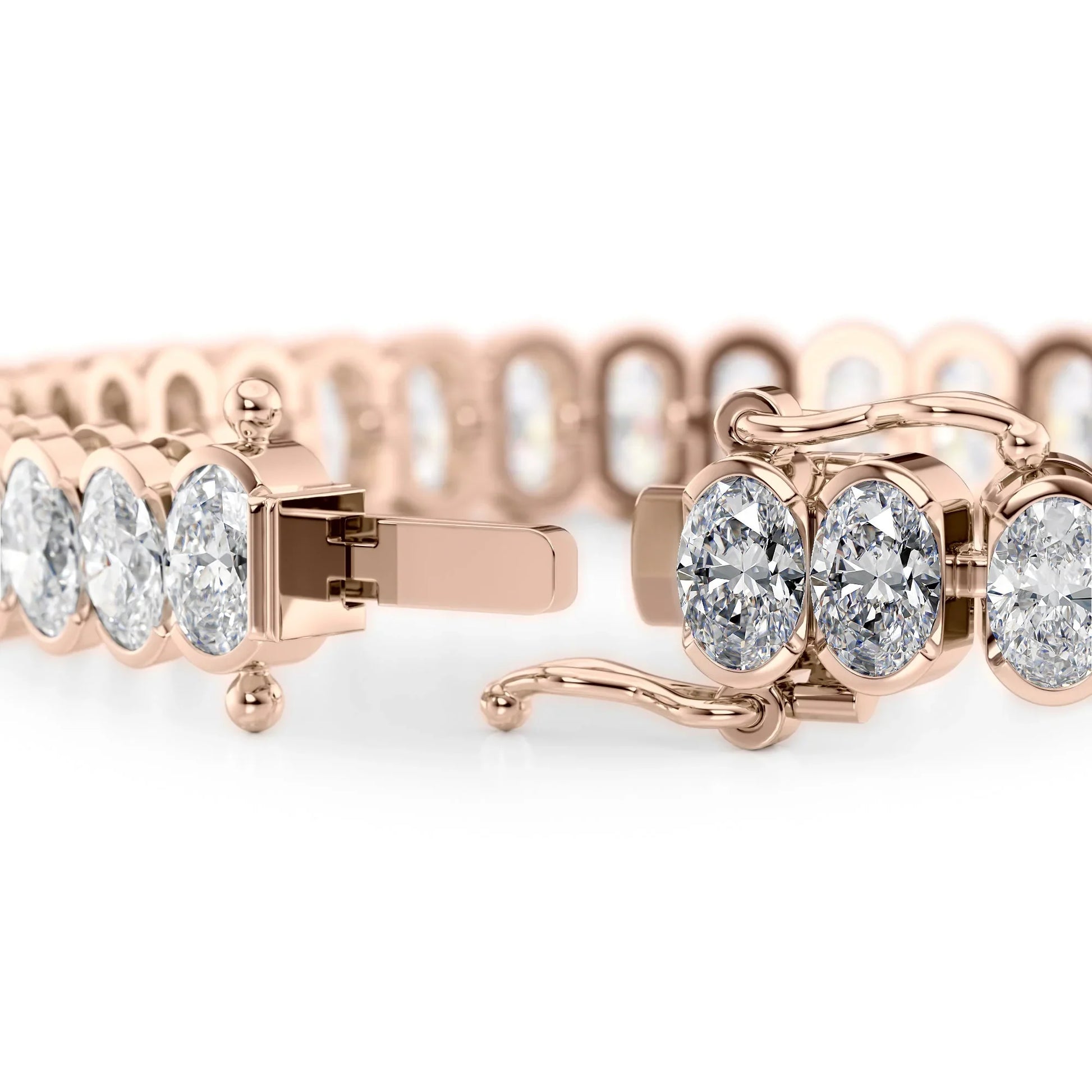 Oval Lab Grown Diamond Bezel Tennis Bracelet, EF Color, VS Clarity, IGI Certificate