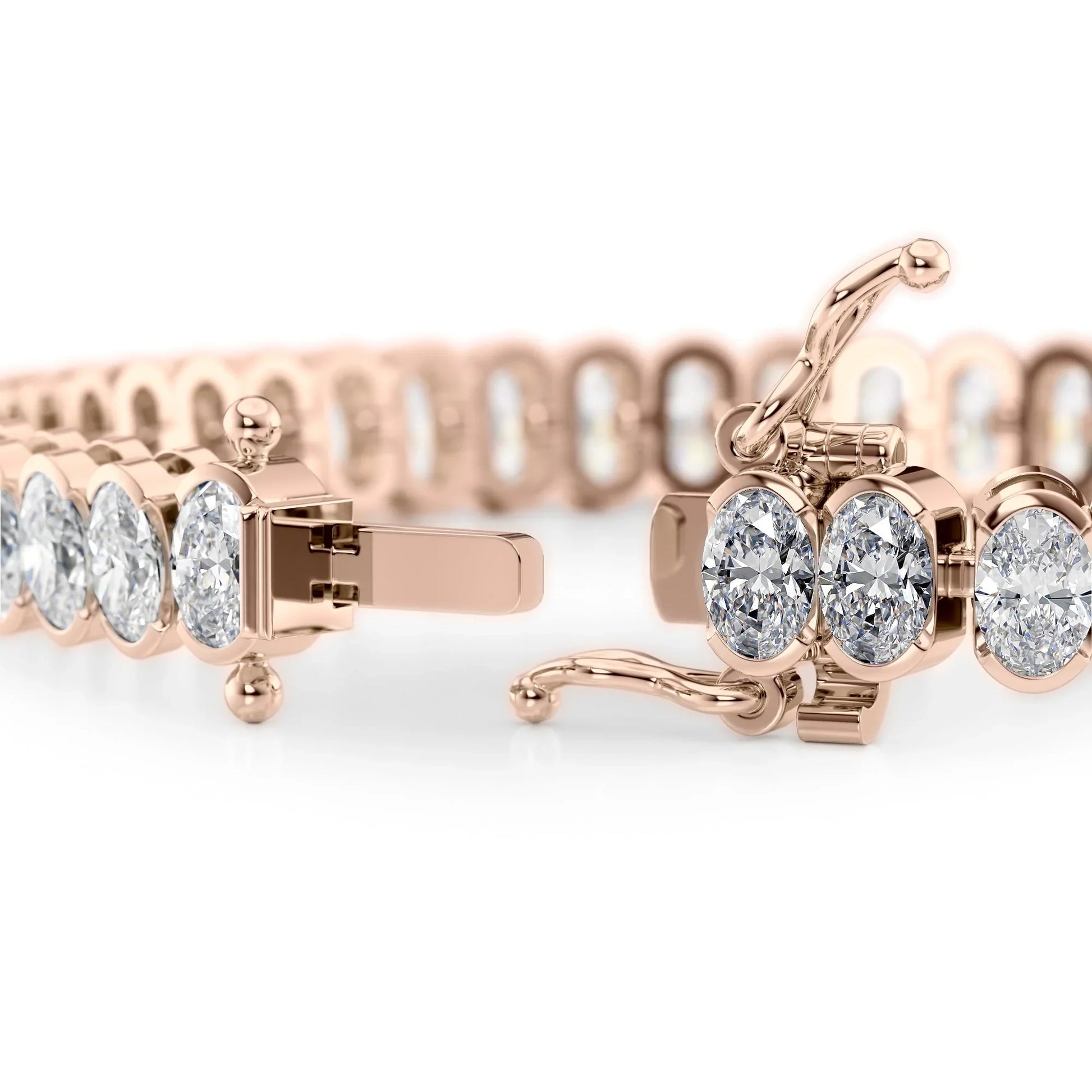 Oval Lab Grown Diamond Bezel Tennis Bracelet, EF Color, VS Clarity, IGI Certificate