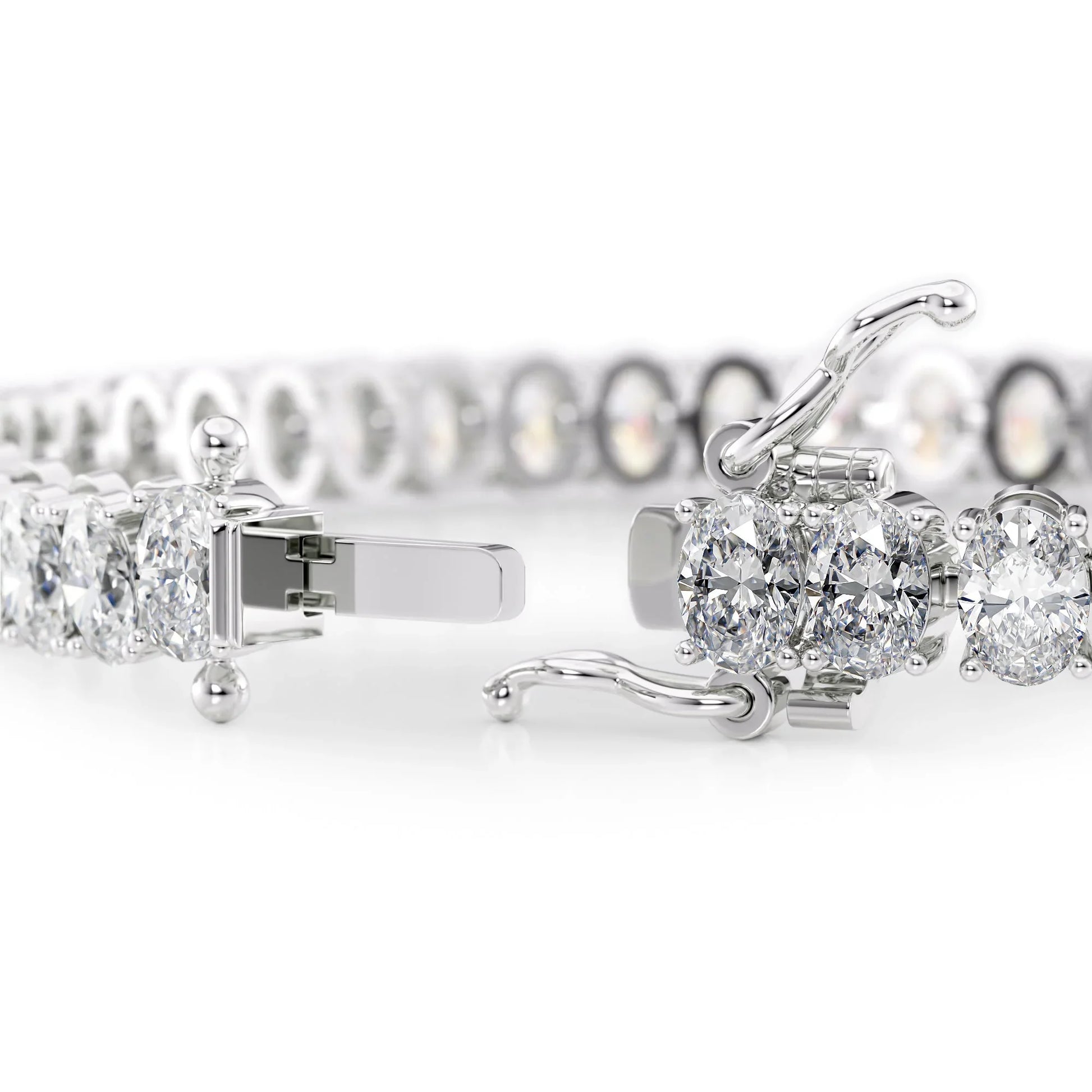 Oval Lab Grown Diamond Tennis Bracelet, EF Color, VS Clarity, IGI Certificate