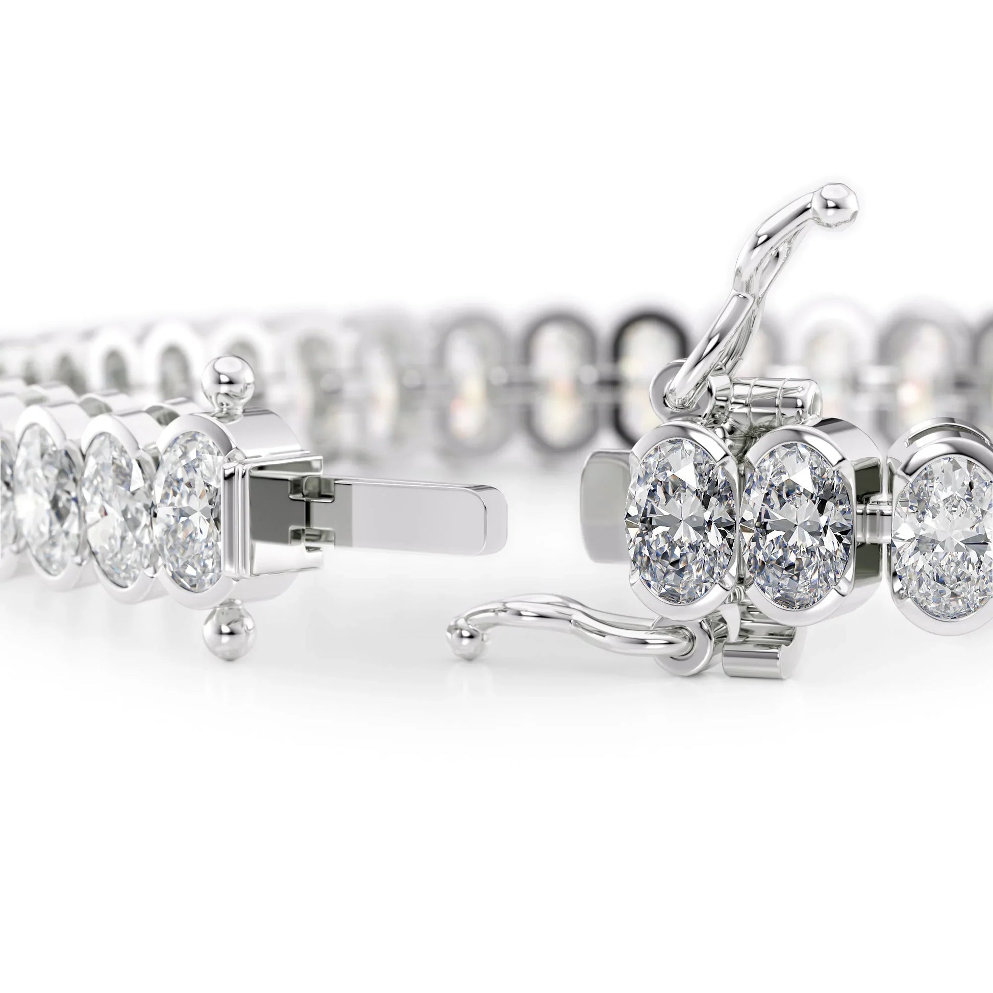 Oval Lab Grown Diamond Bezel Tennis Bracelet, EF Color, VS Clarity, IGI Certificate