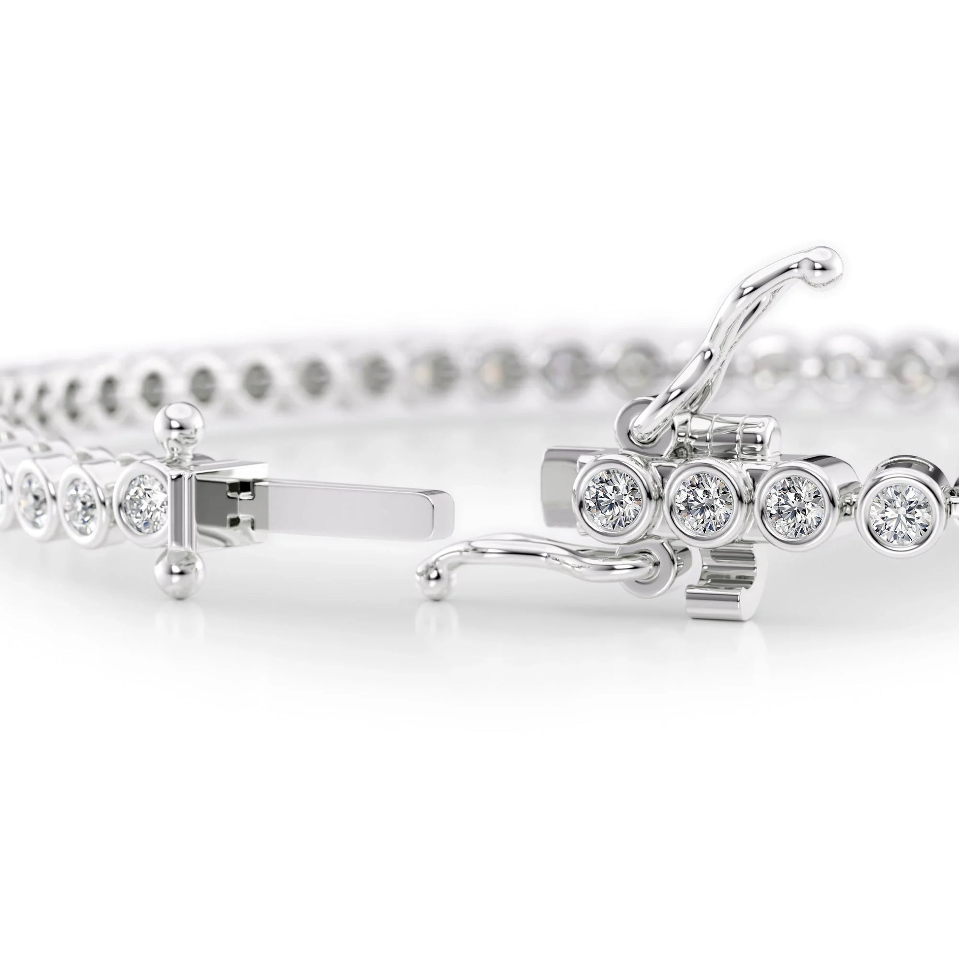 Round Lab Grown Diamond Bezel Tennis Bracelet, EF Color, VS Clarity, IGI Certified
