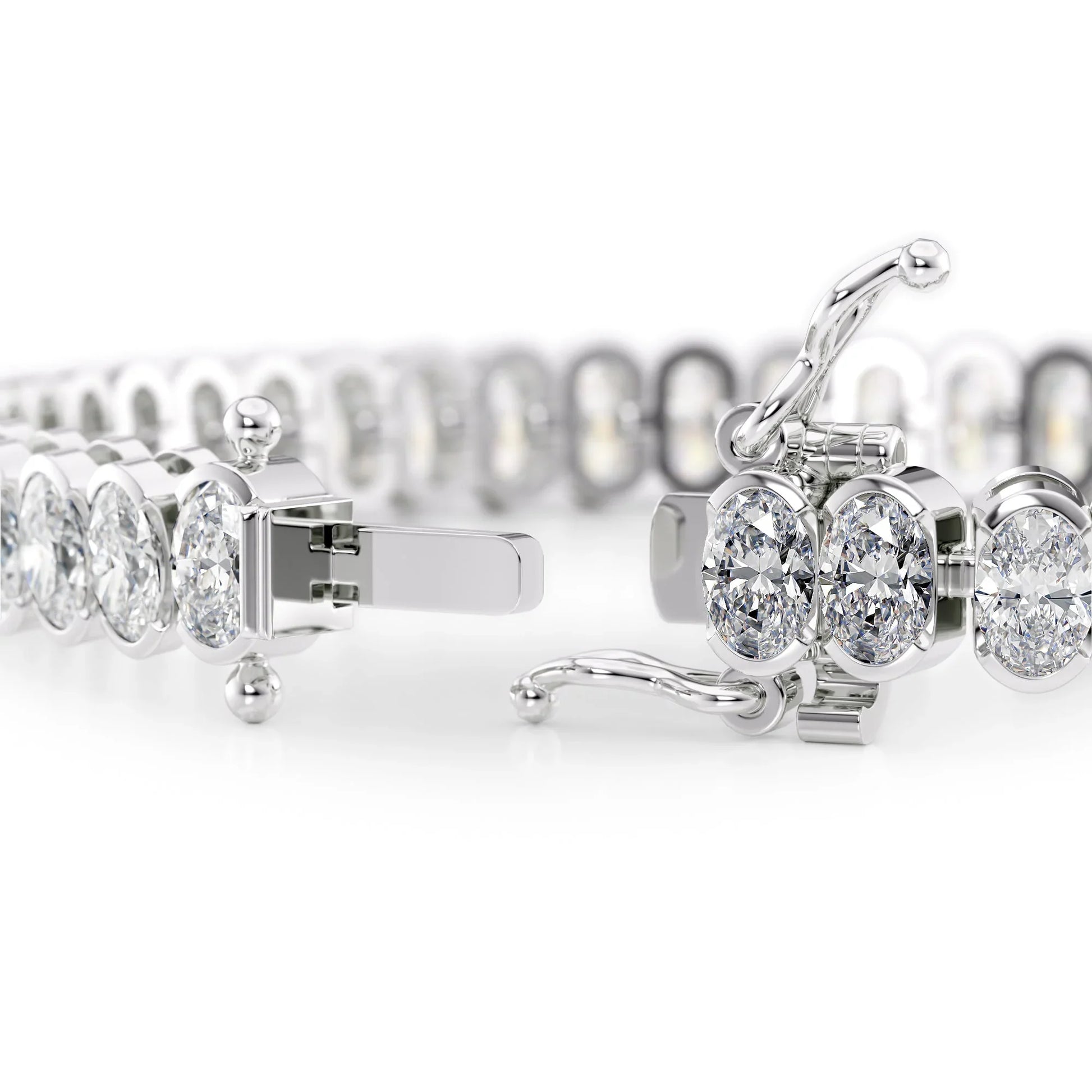Oval Lab Grown Diamond Bezel Tennis Bracelet, EF Color, VS Clarity, IGI Certificate