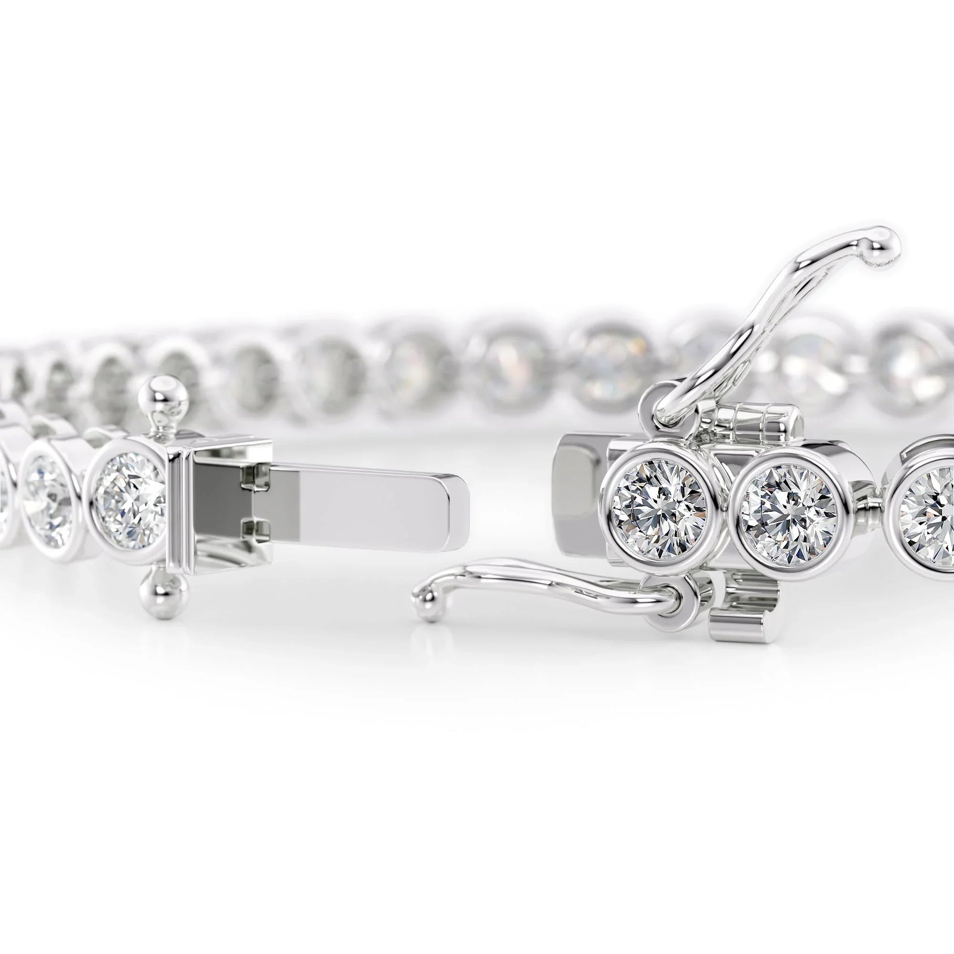 Round Lab Grown Diamond Bezel Tennis Bracelet,EF Color, VS Clarity, IGI Certificate