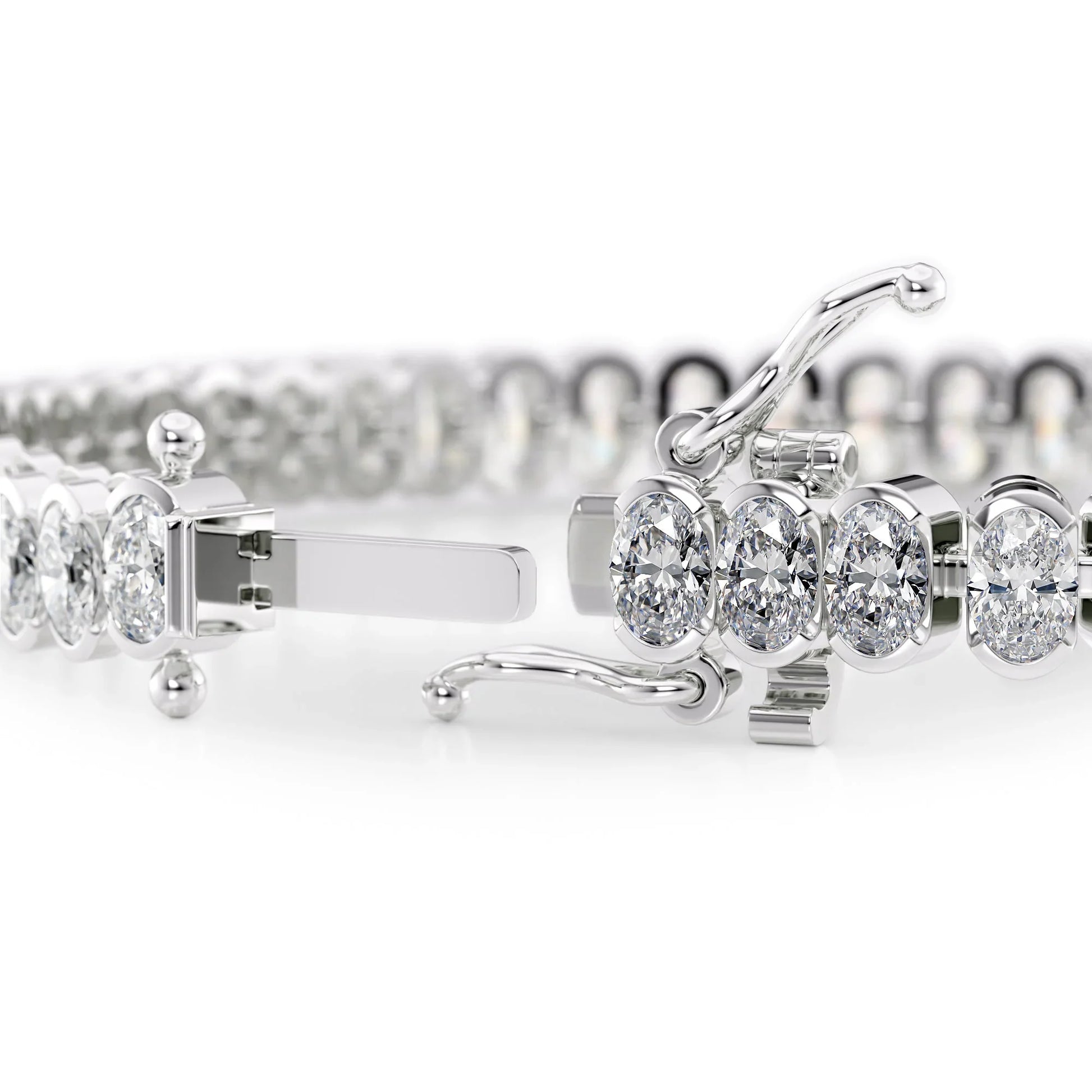 Oval Lab Grown Diamond Bezel Tennis Bracelet, EF Color, VS Clarity, IGI Certificate
