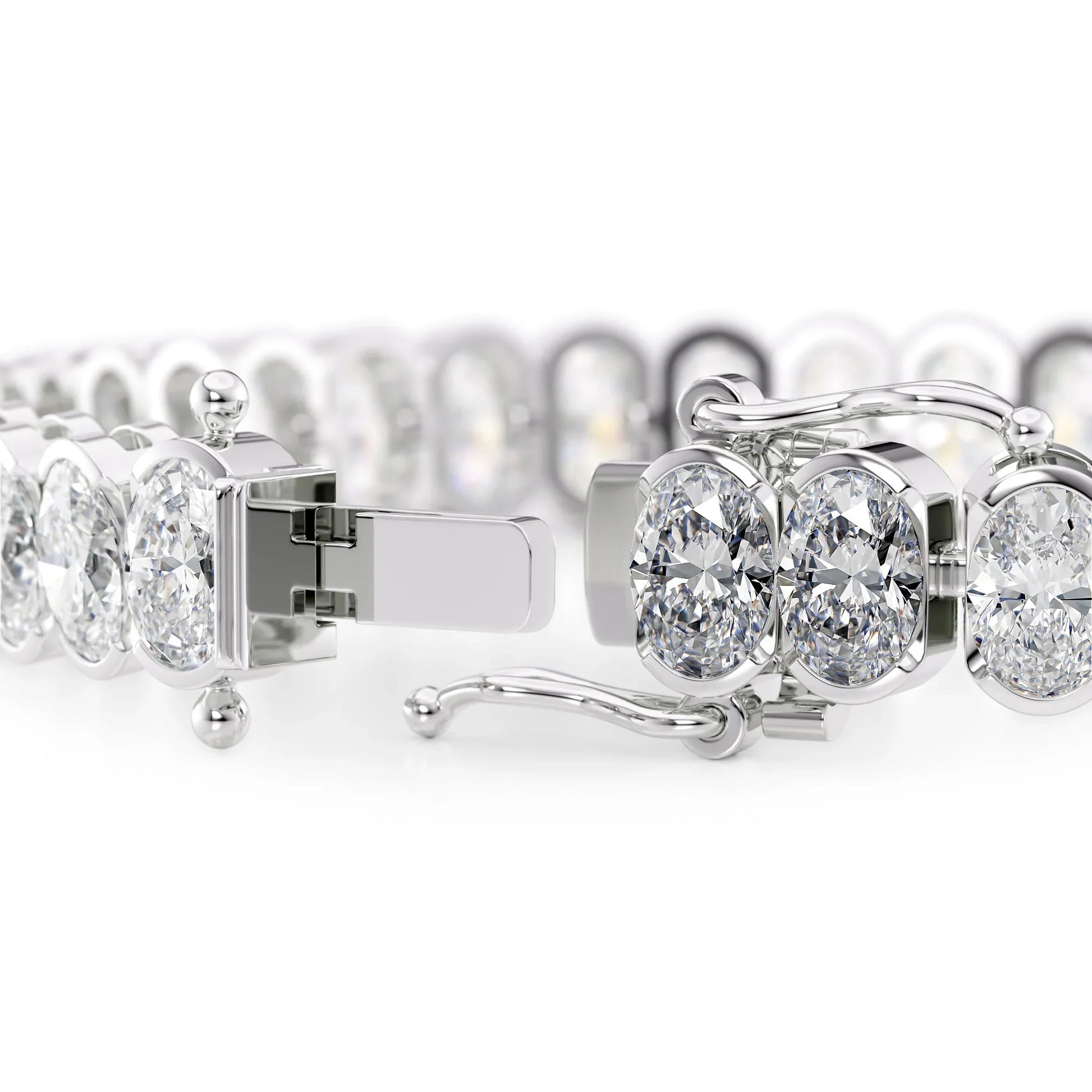 Oval Lab Grown Diamond Bezel Tennis Bracelet, EF Color, VS Clarity, IGI Certificate