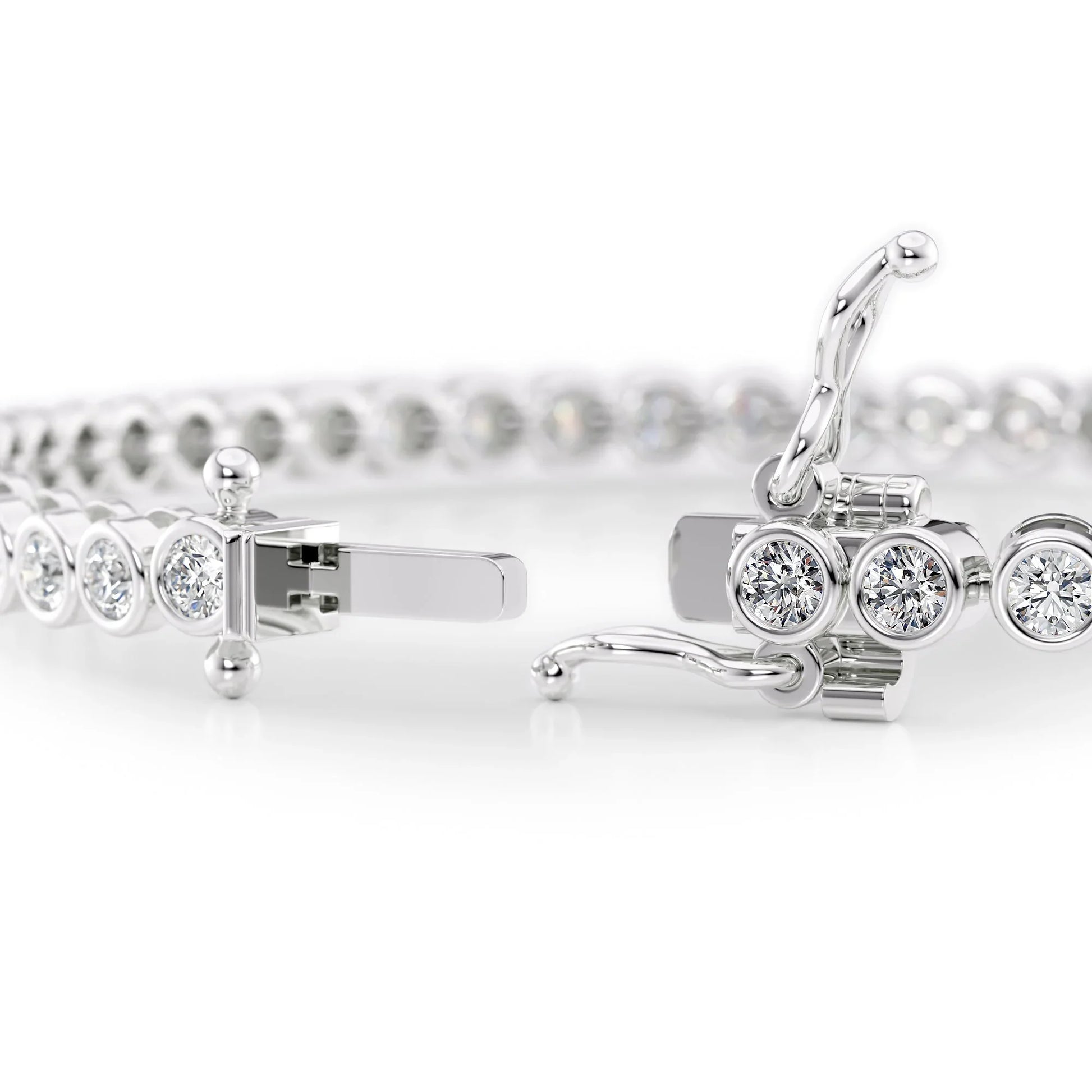Round Lab Grown Diamond Bezel Tennis Bracelet,EF Color, VS Clarity, IGI Certificate