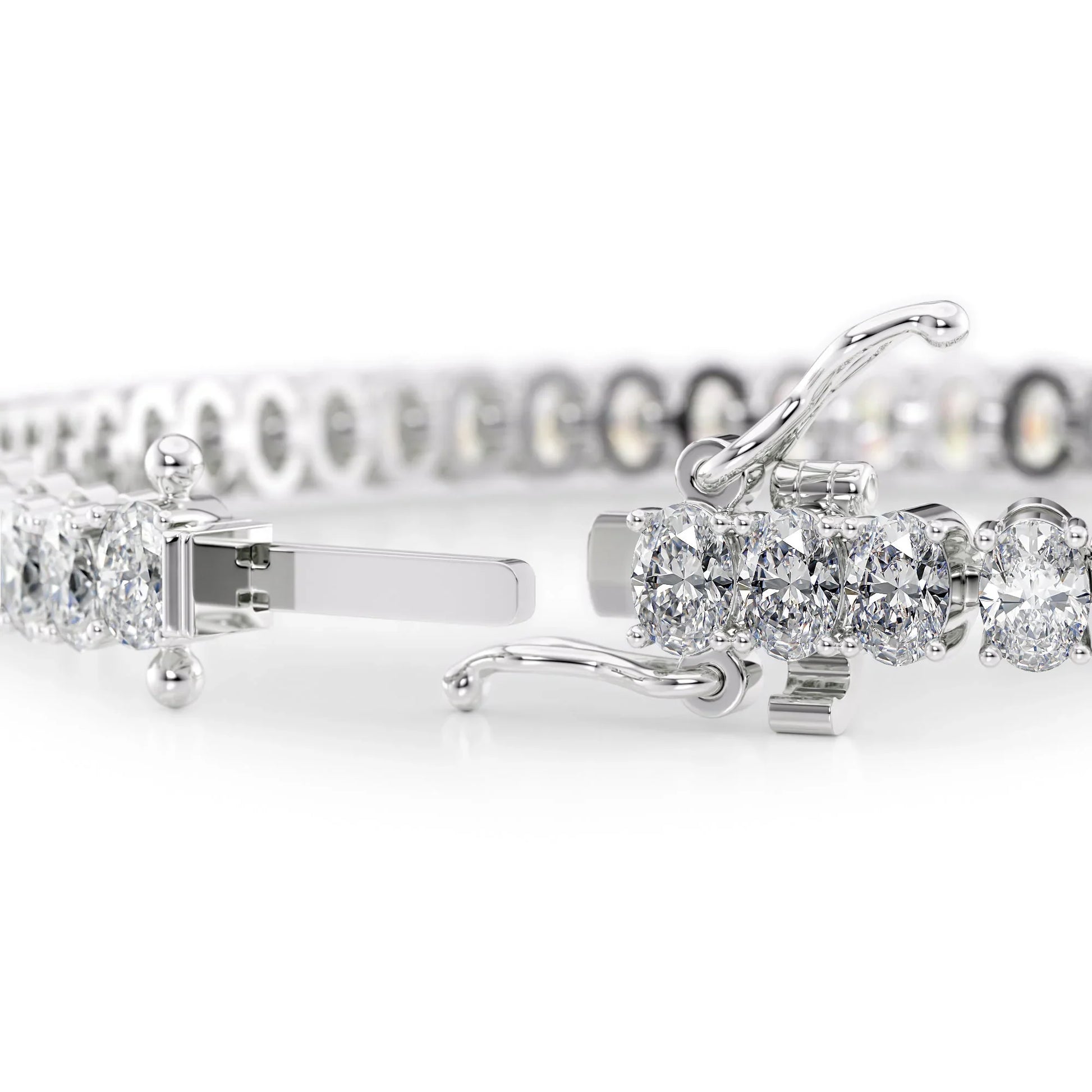 Oval Lab Grown Diamond Tennis Bracelet, EF Color, VS Clarity, IGI Certificate