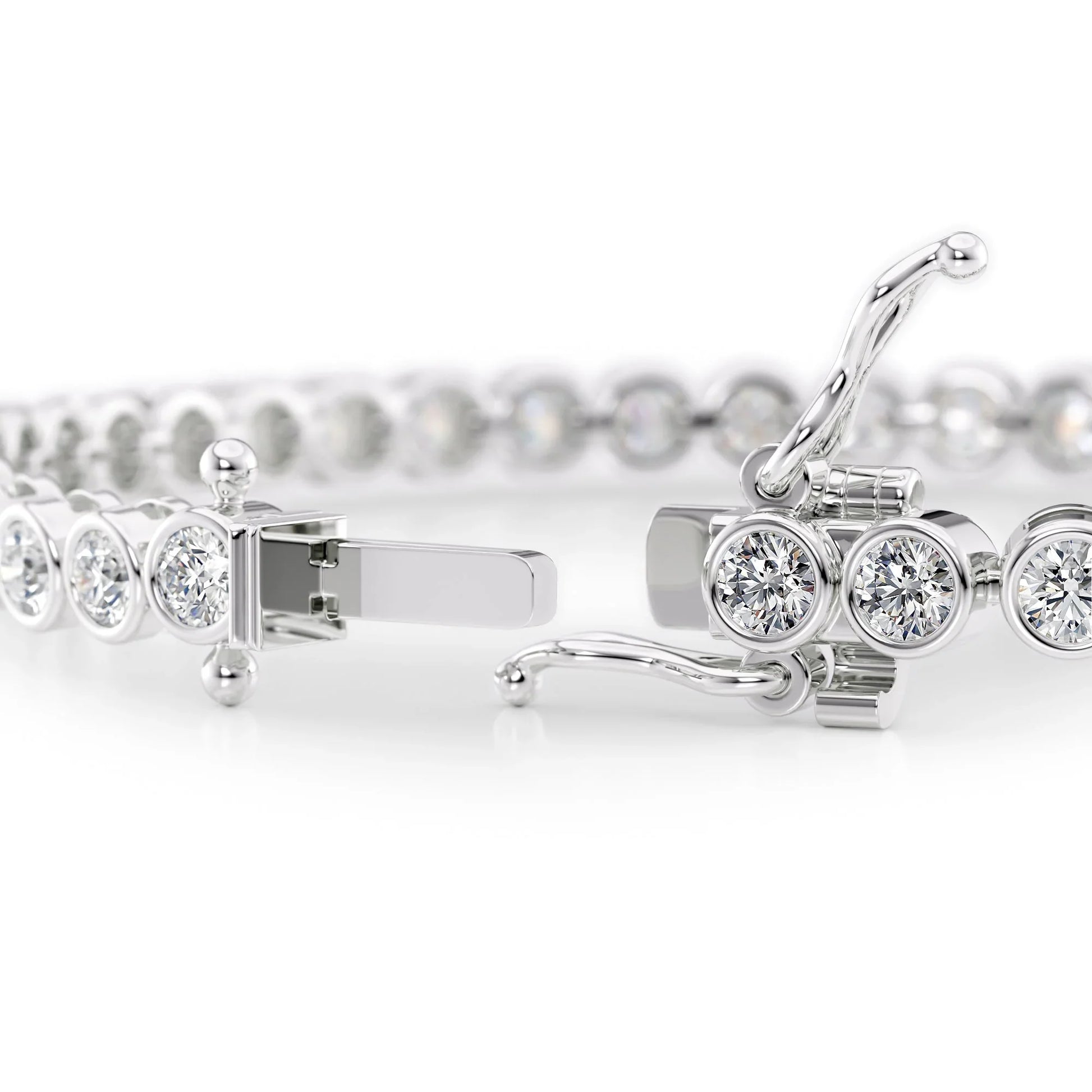 Round  Lab Grown Diamond Bezel Tennis Bracelet, EF Color, VS Clarity, IGI Certified