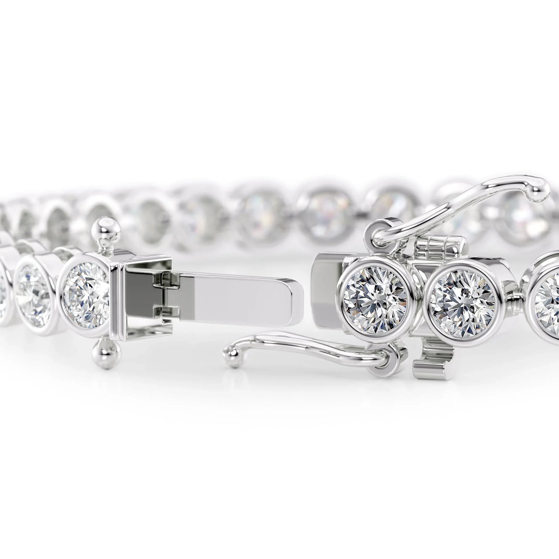 Round  Lab Grown Diamond Bezel Tennis Bracelet, EF Color, VS Clarity, IGI Certified