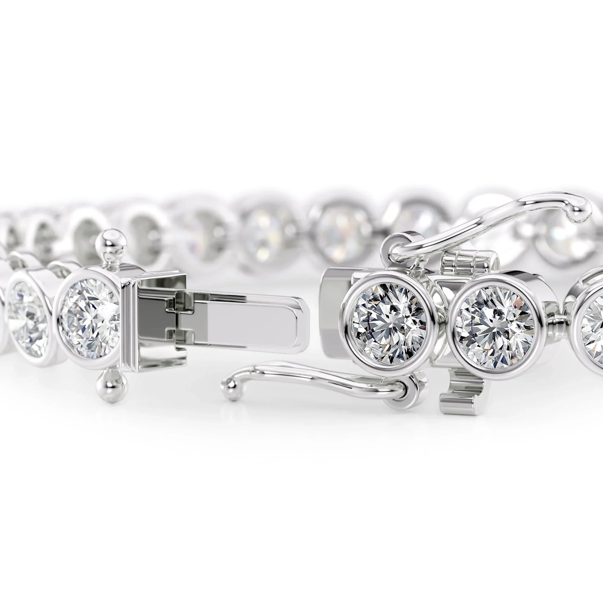 Round  Lab Grown Diamond Bezel Tennis Bracelet, EF Color, VS Clarity, IGI Certified
