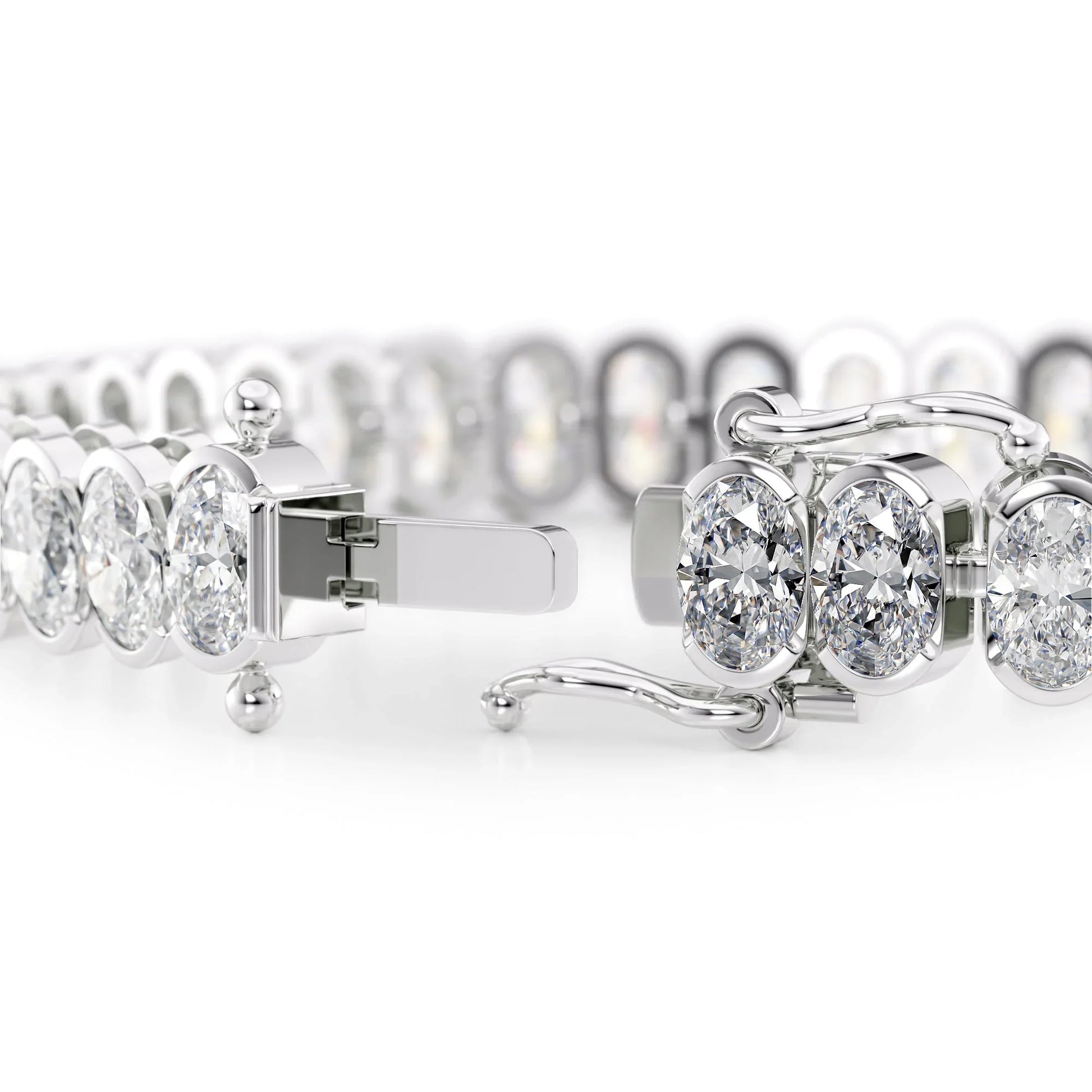 Oval Lab Grown Diamond Bezel Tennis Bracelet, EF Color, VS Clarity, IGI Certificate