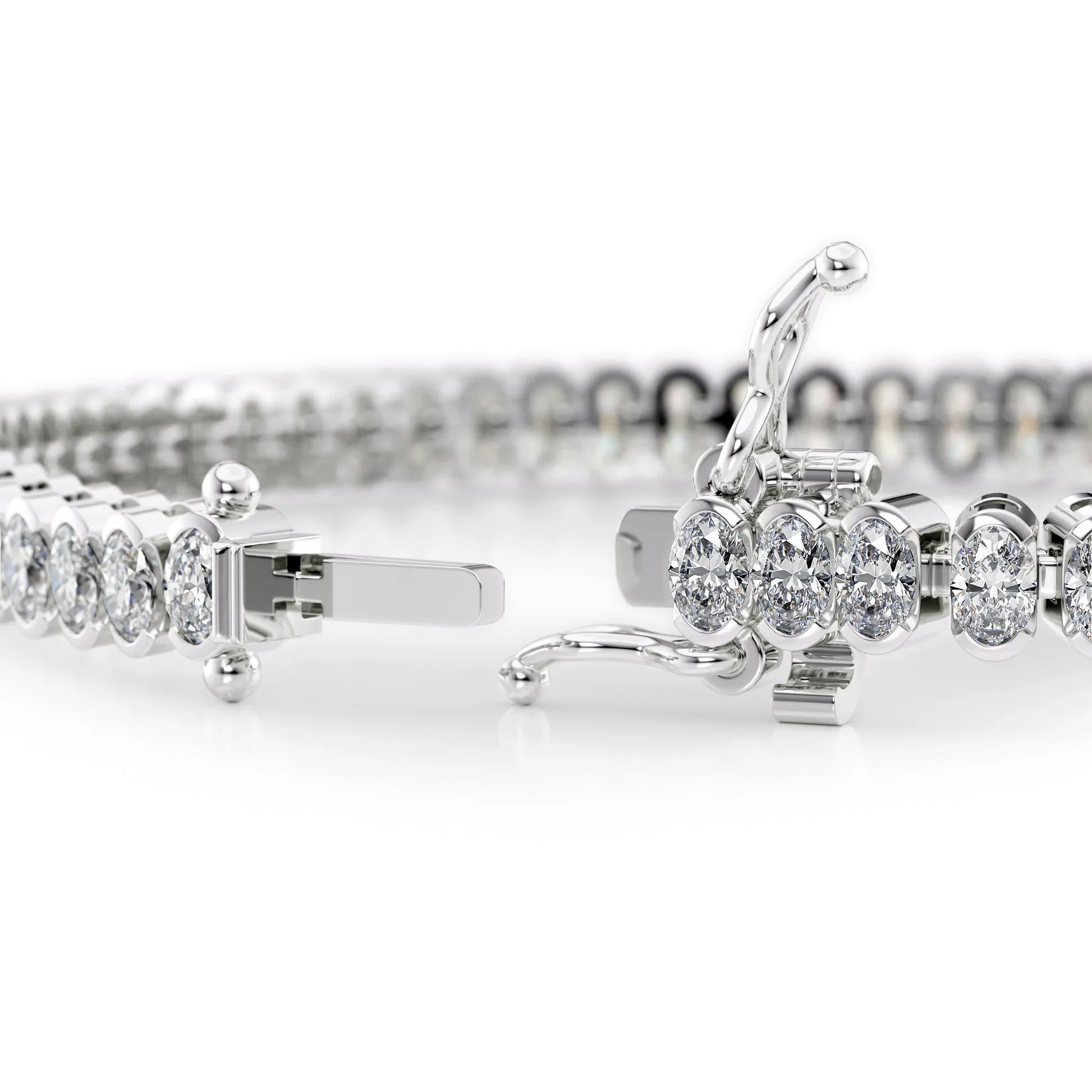 Oval Lab Grown Diamond Bezel Tennis Bracelet, EF Color, VS Clarity, IGI Certificate