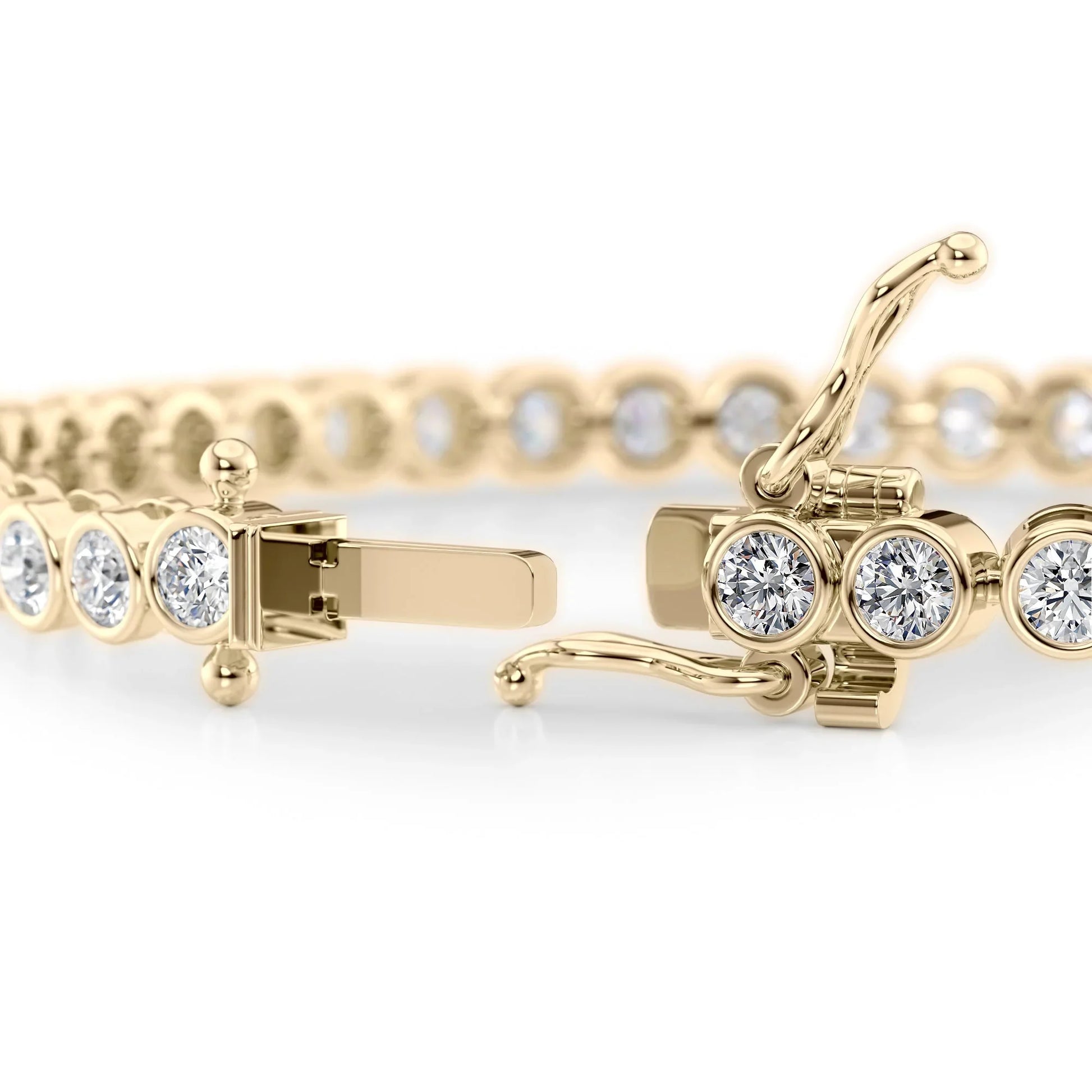 Round Lab Grown Diamond Bezel Tennis Bracelet, EF Color, VS Clarity, IGI Certified