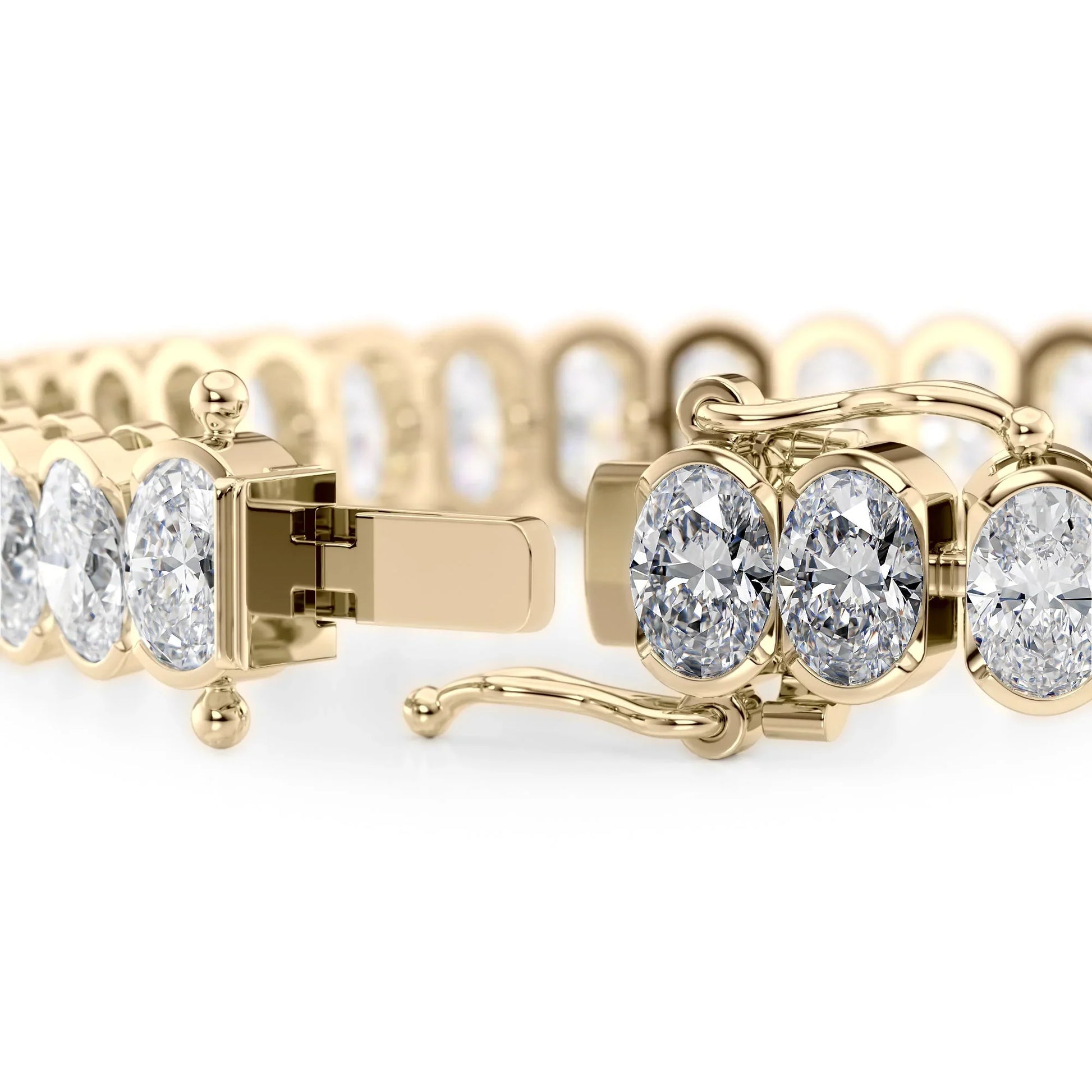 Oval Lab Grown Diamond Bezel Tennis Bracelet, EF Color, VS Clarity, IGI Certificate