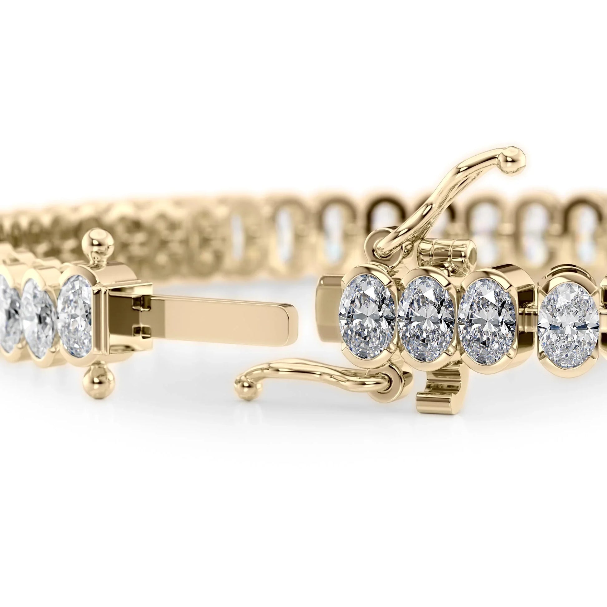 Oval Lab Grown Diamond Bezel Tennis Bracelet, EF Color, VS Clarity, IGI Certificate