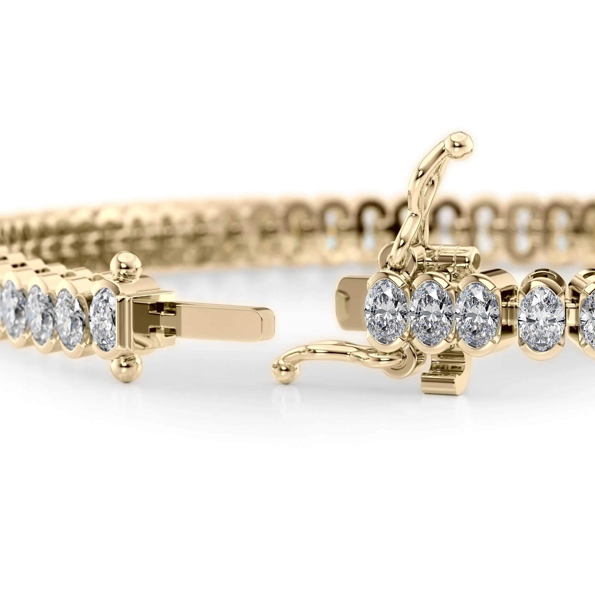 Oval Lab Grown Diamond Bezel Tennis Bracelet, EF Color, VS Clarity, IGI Certificate