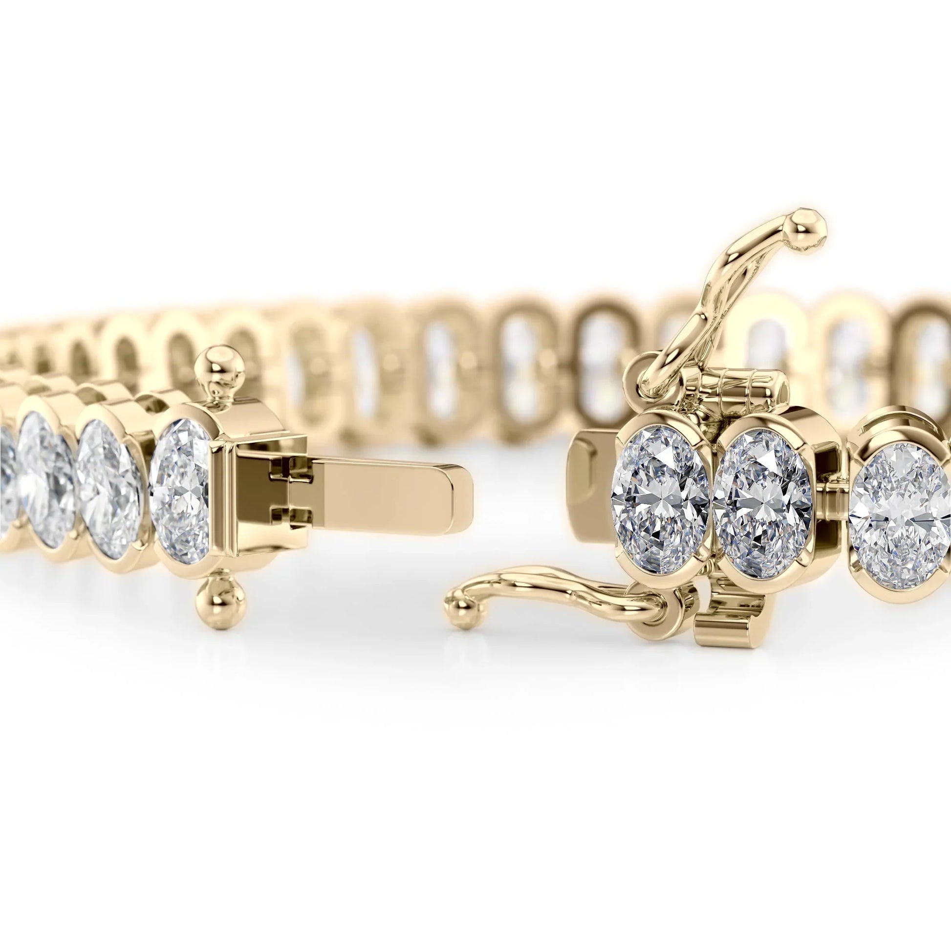 Oval Lab Grown Diamond Bezel Tennis Bracelet, EF Color, VS Clarity, IGI Certificate