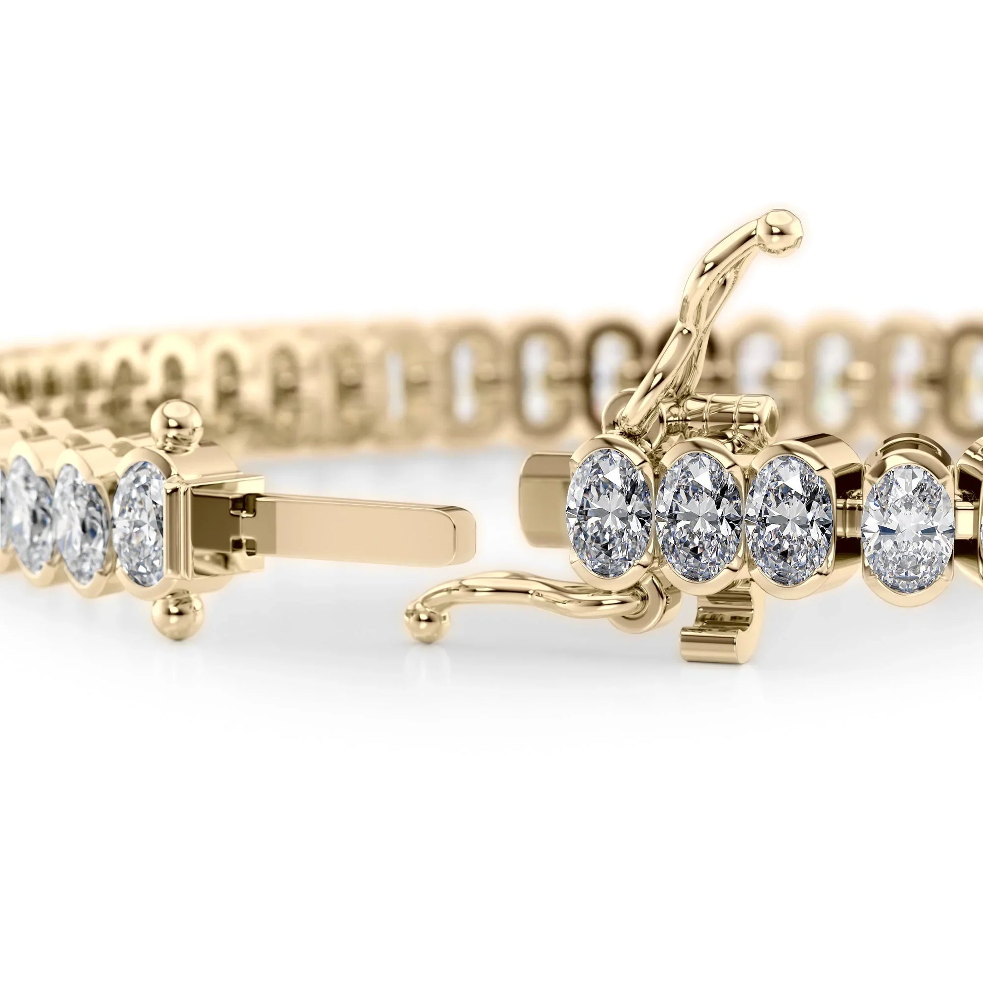 Oval Lab Grown Diamond Bezel Tennis Bracelet, EF Color, VS Clarity, IGI Certificate