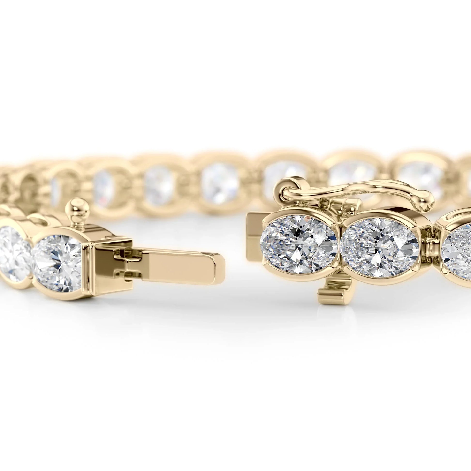 Oval Lab Grown Diamond East West Half Bezel Tennis Bracelet, EF Color, VS Clarity, IGI Certified