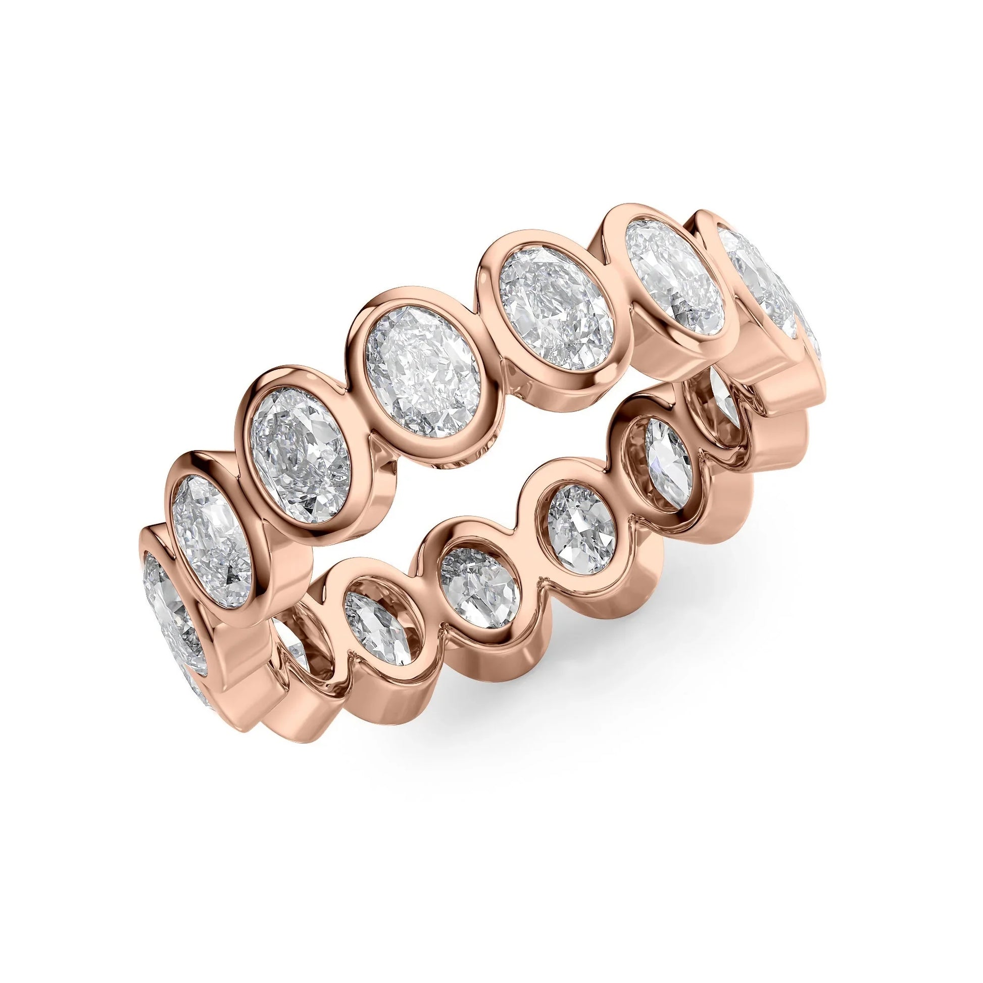 Oval Lab Grown Diamond Bezel Eternity Band, EF Color, VS Clarity, IGI Certified Ring