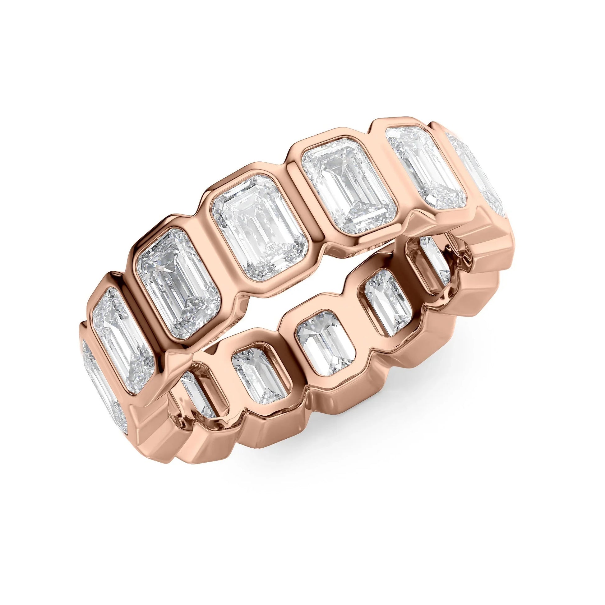 Emerald Lab Grown Diamond Bezel Set Eternity Band, EF Color, VS Color, IGI Certified Ring