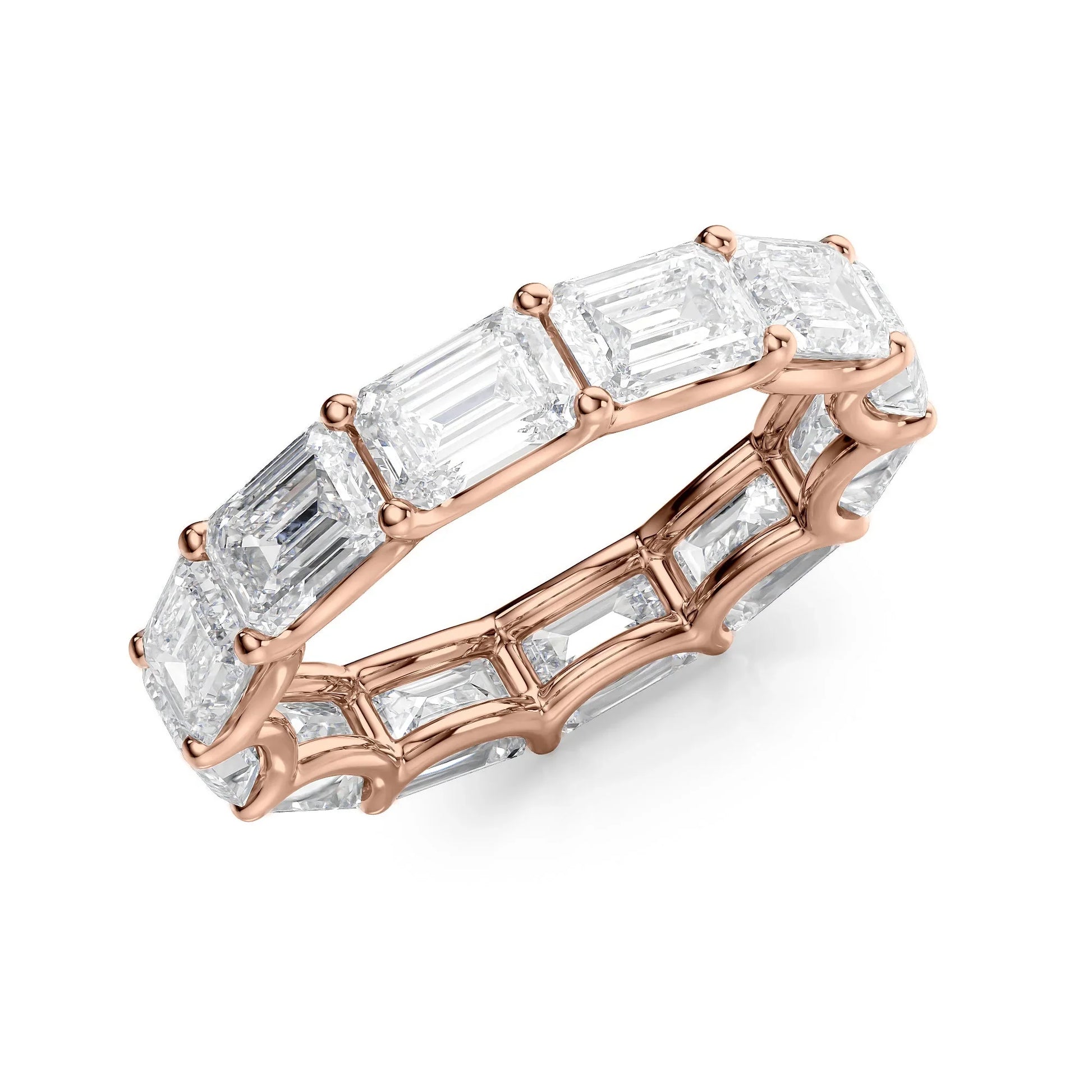 East - West Emerald Lab Grown Diamond U Prong Eternity Band, EF Color, VS Clarity, IGI Certified Ring