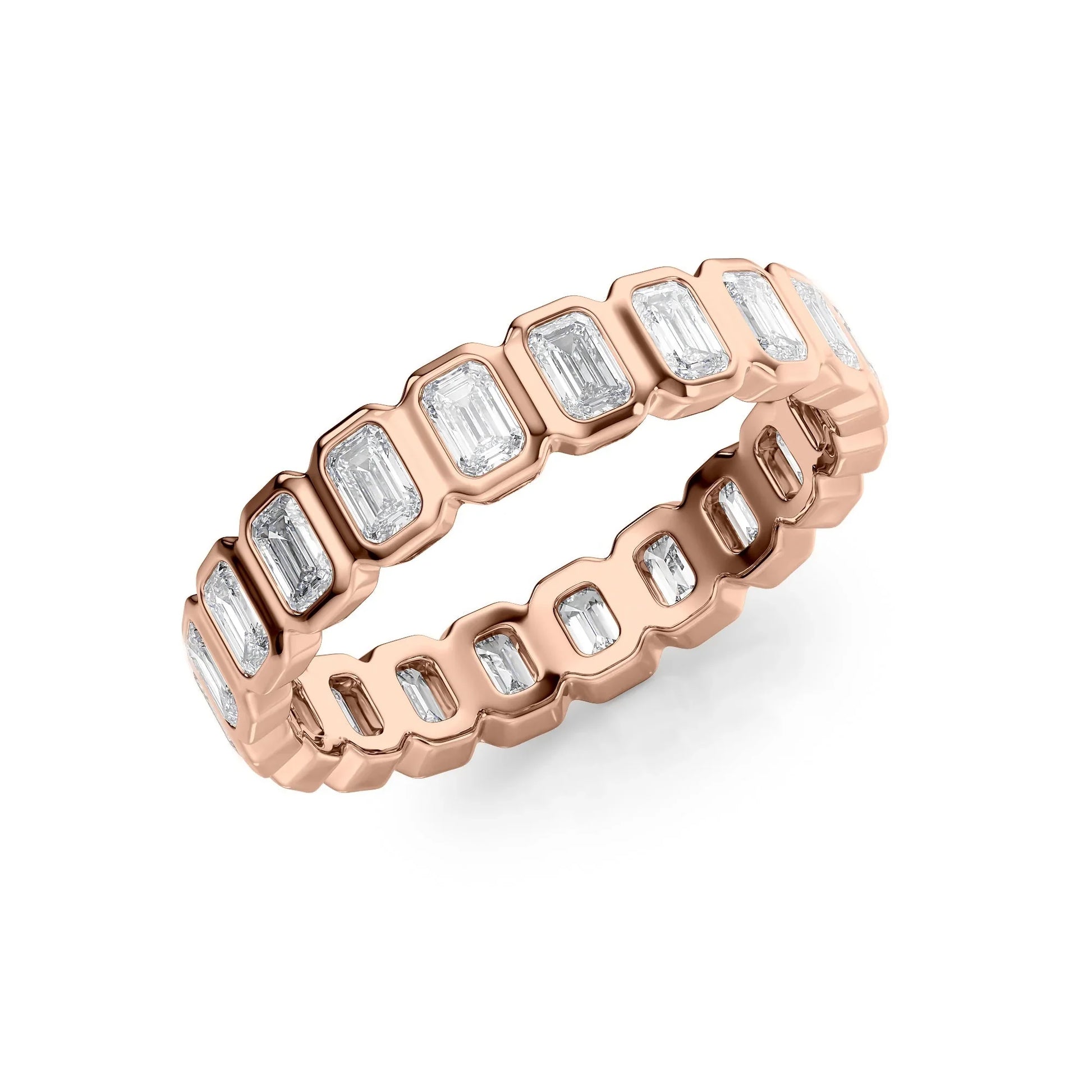 Emerald Lab Grown Diamond Bezel Set Eternity Band, EF Color, VS Color, IGI Certified Ring