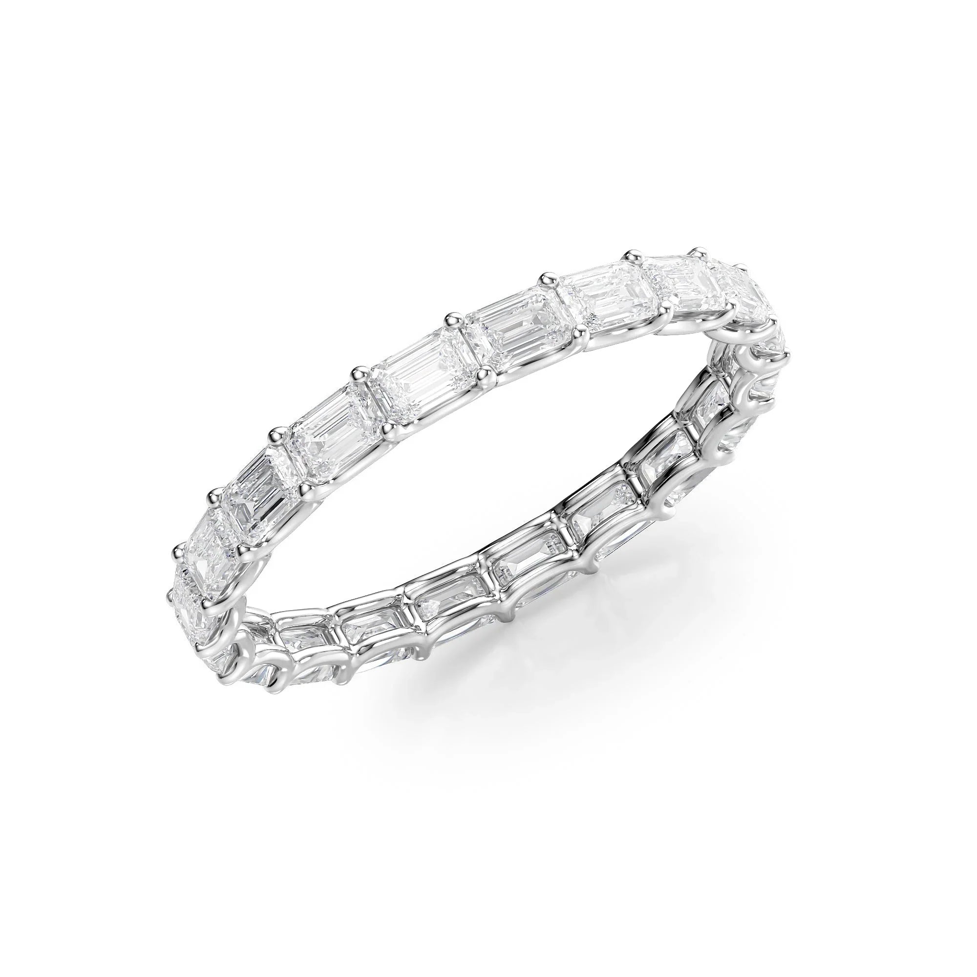 East - West Emerald Lab Grown Diamond U Prong Eternity Band, EF Color, VS Clarity, IGI Certified Ring