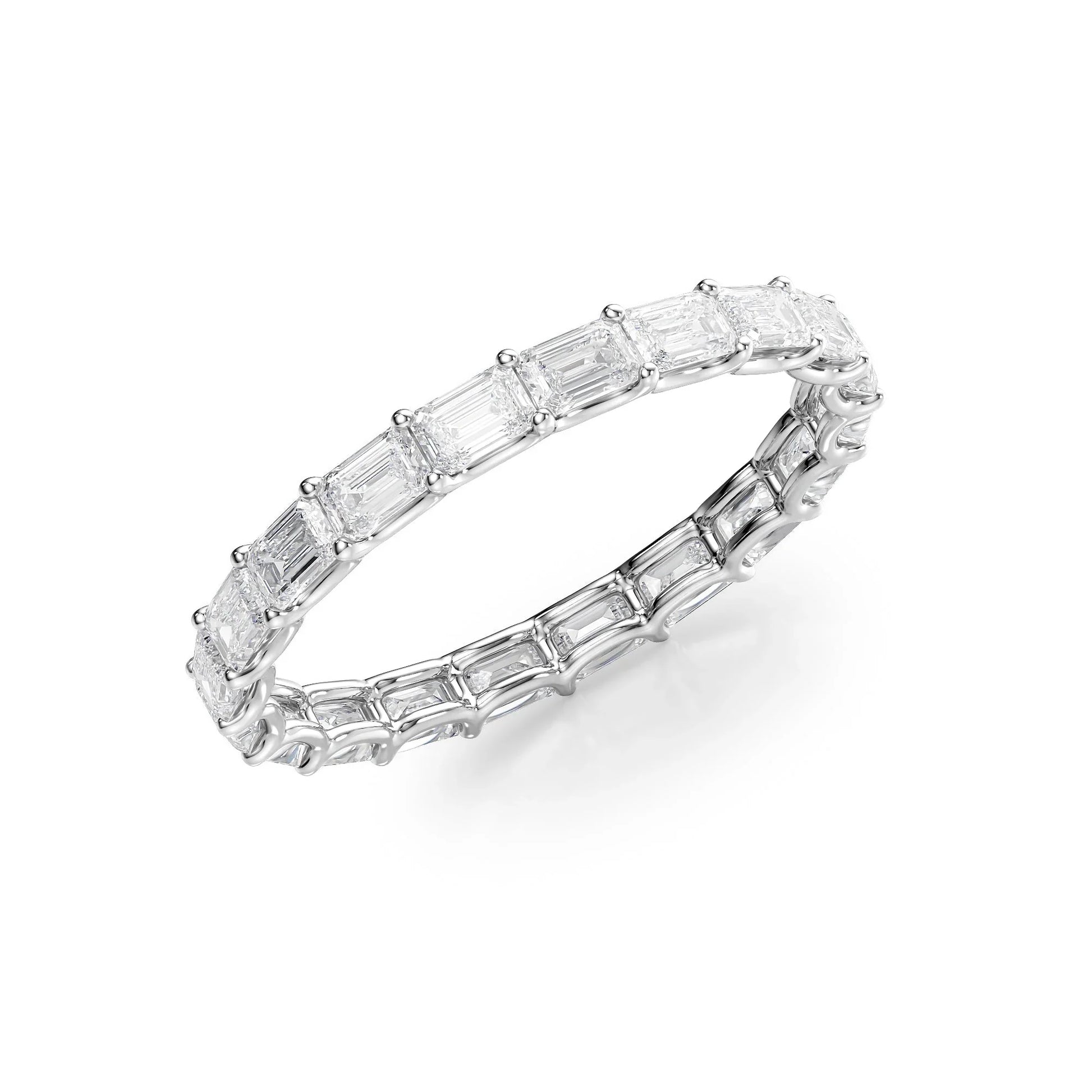 East - West Emerald Lab Grown Diamond U Prong Eternity Band, EF Color, VS Clarity, IGI Certified Ring