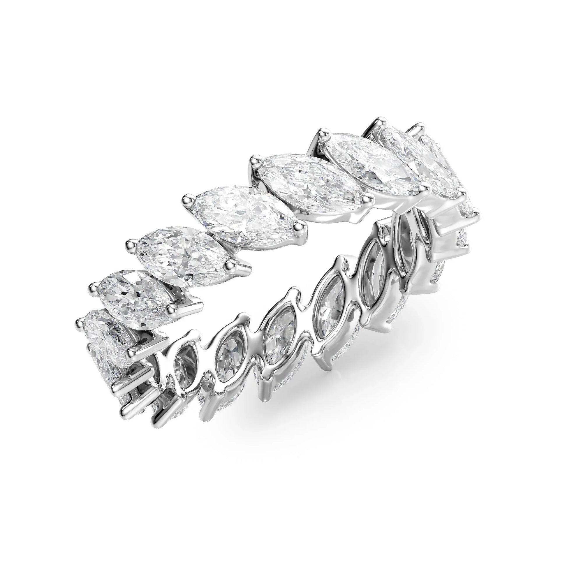 Slanted Marquise Lab Grown Diamond Eternity Band, EF Color, VS Clarity, IGI Certified Ring