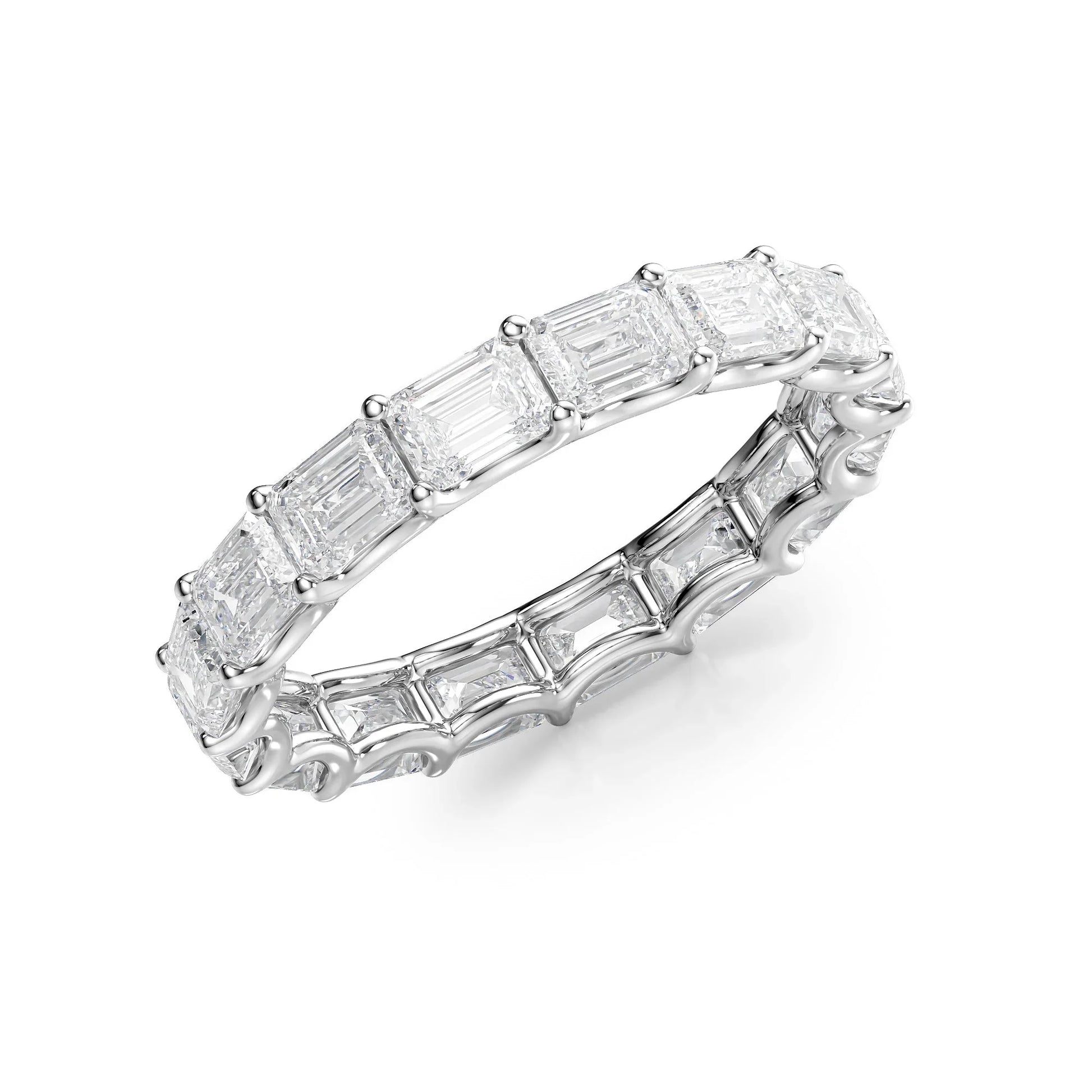 East - West Emerald Lab Grown Diamond U Prong Eternity Band, EF Color, VS Clarity, IGI Certified Ring