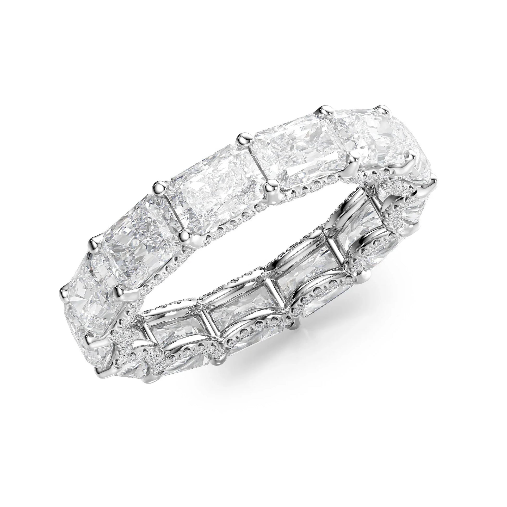 East West Radiant Lab Grown Diamond U Pave Prong Eternity Band, EF Color, VS Clarity, IGI Certified Ring