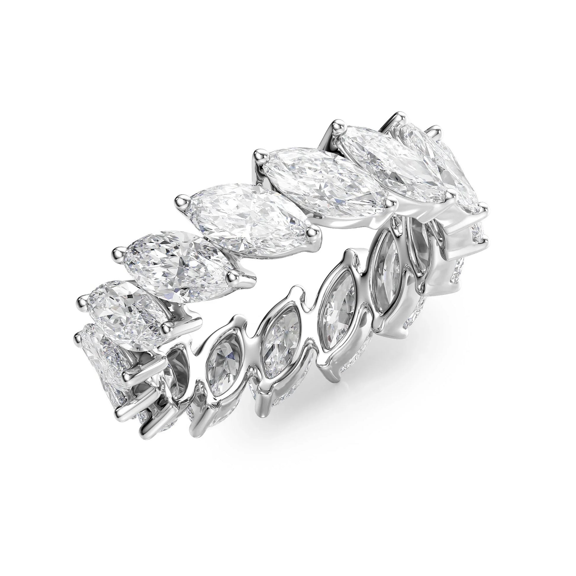 Slanted Marquise Lab Grown Diamond Eternity Band, EF Color, VS Clarity, IGI Certified Ring