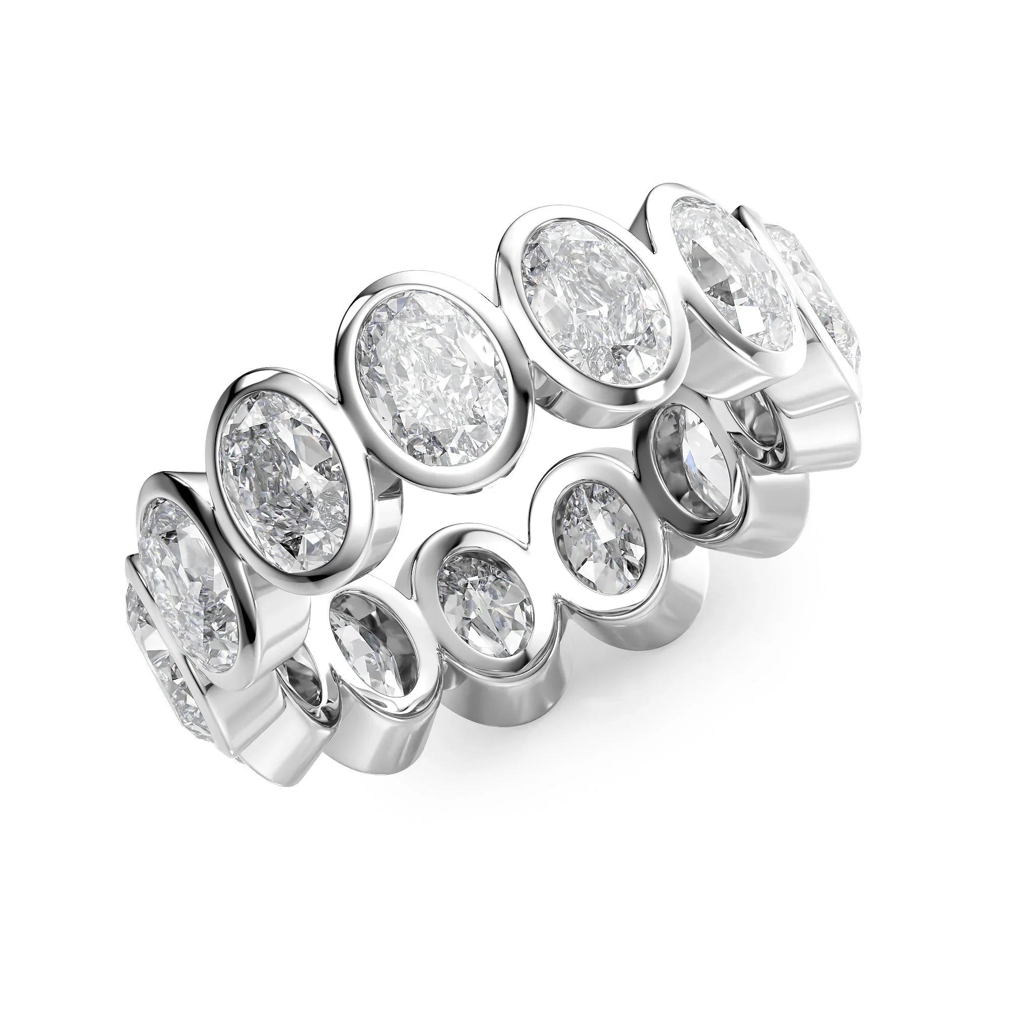 Oval Lab Grown Diamond Bezel Eternity Band, EF Color, VS Clarity, IGI Certified Ring