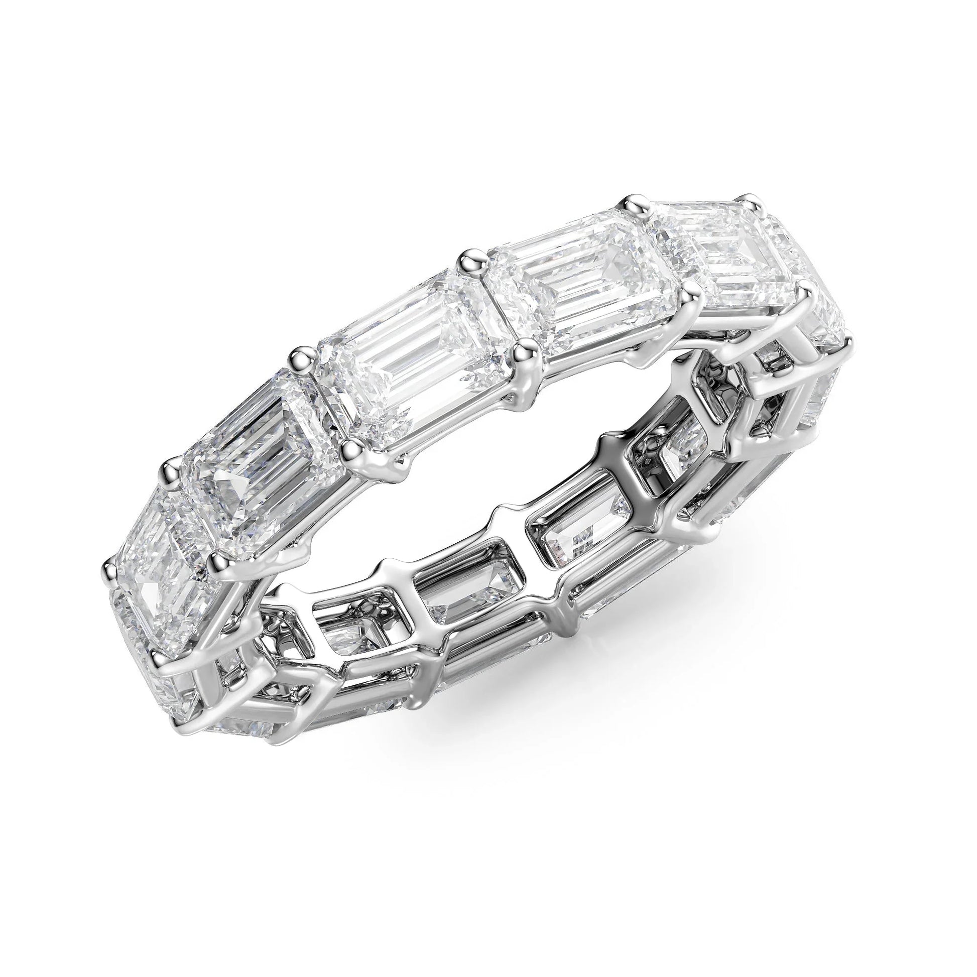 East West Emerald Lab Grown Diamond Eternity Band, EF Color, VS Color, IGI Certified Ring