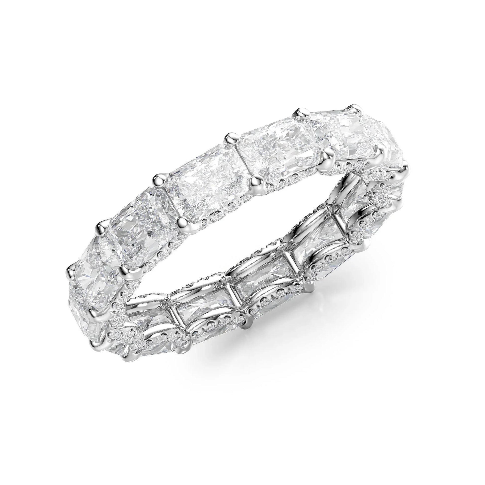 East West Radiant Lab Grown Diamond U Pave Prong Eternity Band, EF Color, VS Clarity, IGI Certified Ring