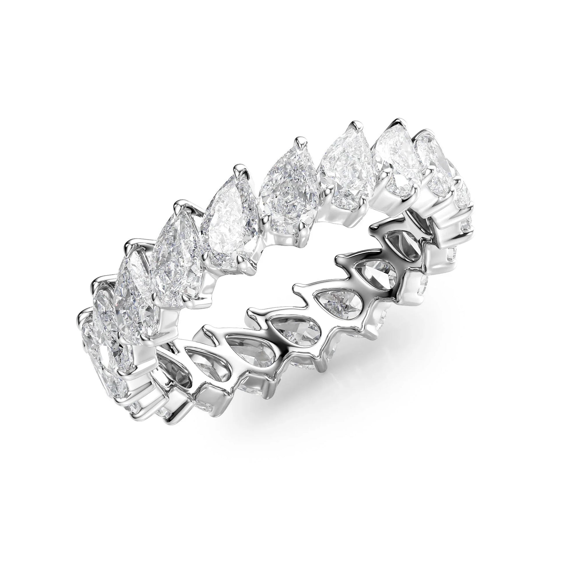 Slanted Pear Lab Grown Diamond Eternity Band, EF Color, VS Clarity, IGI Certified Ring