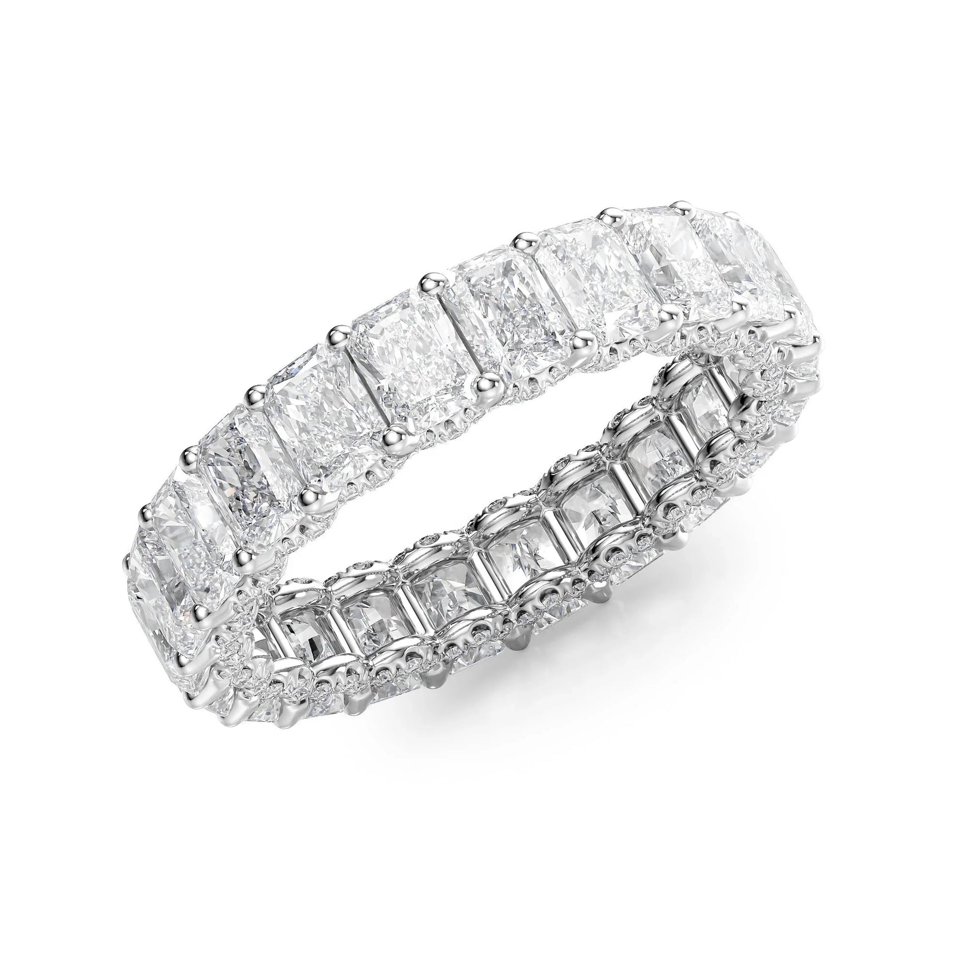 Radiant Lab Grown Diamond U Pave Prong Eternity Band, EF Color , VS Clarity , IGI Certificate