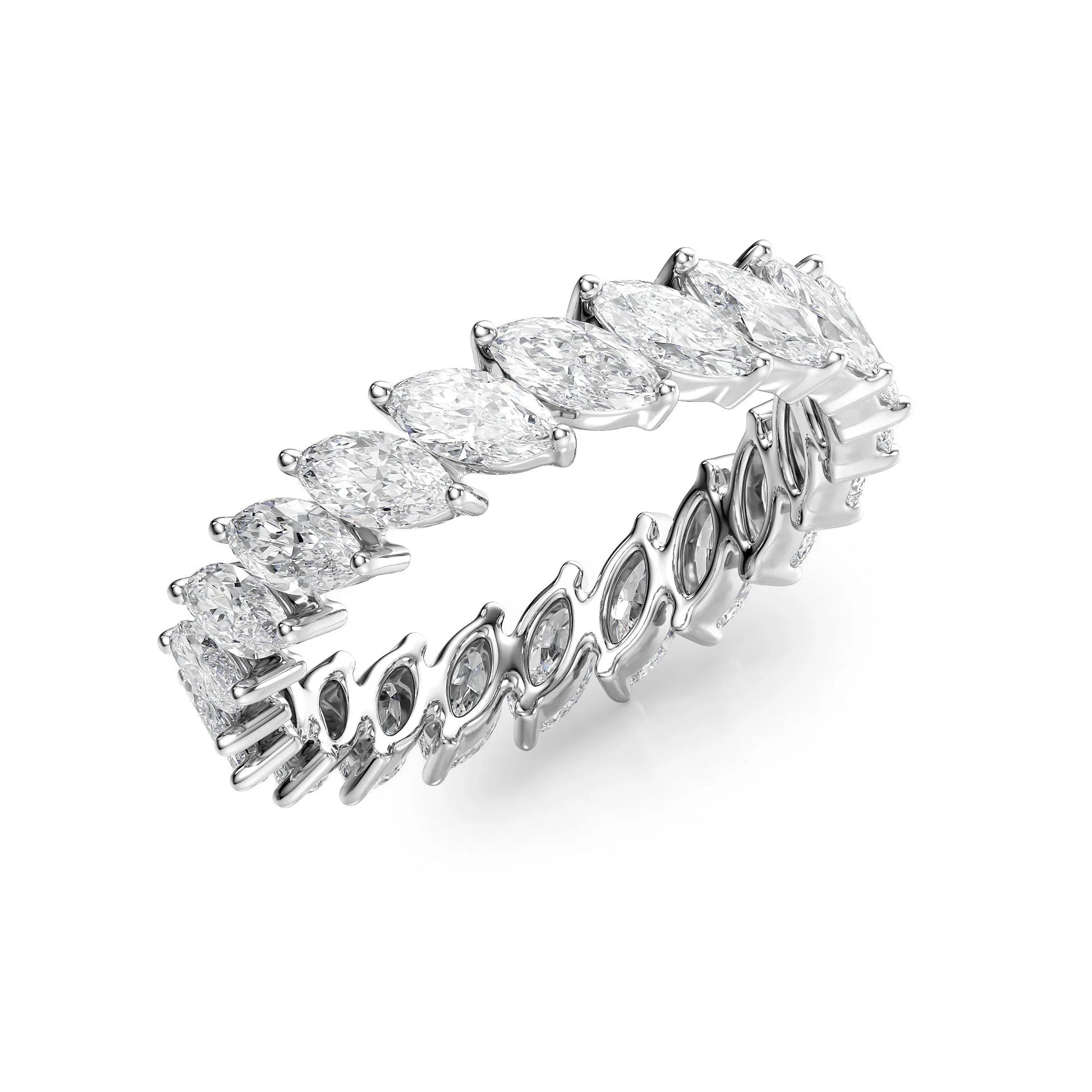 Slanted Marquise Lab Grown Diamond Eternity Band, EF Color, VS Clarity, IGI Certified Ring