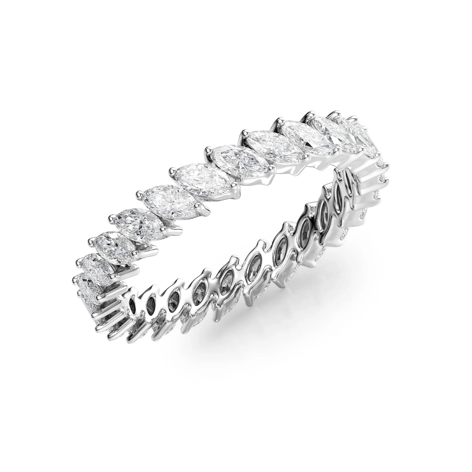 Slanted Marquise Lab Grown Diamond Eternity Band, EF Color, VS Clarity, IGI Certified Ring