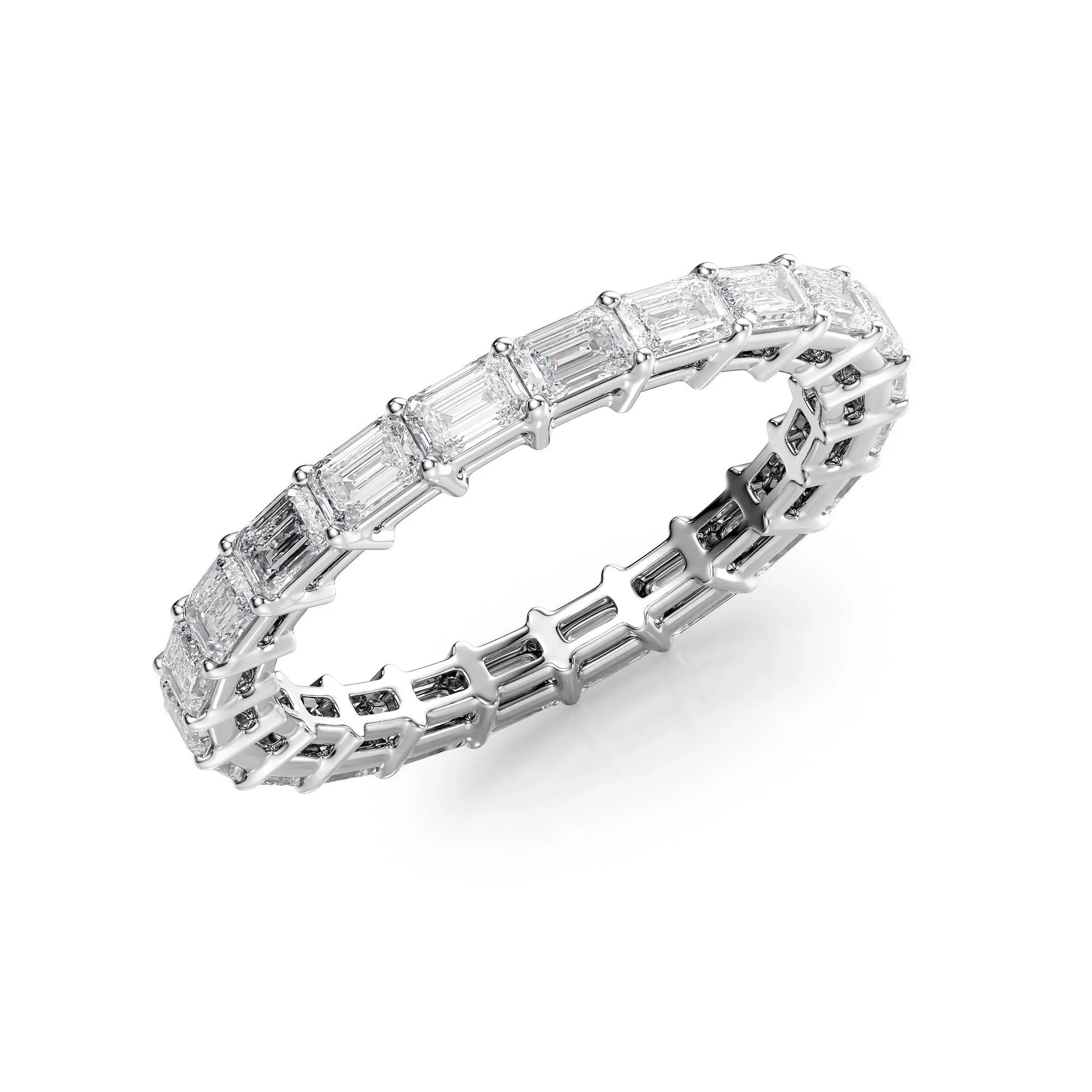 East West Emerald Lab Grown Diamond Eternity Band, EF Color, VS Color, IGI Certified Ring