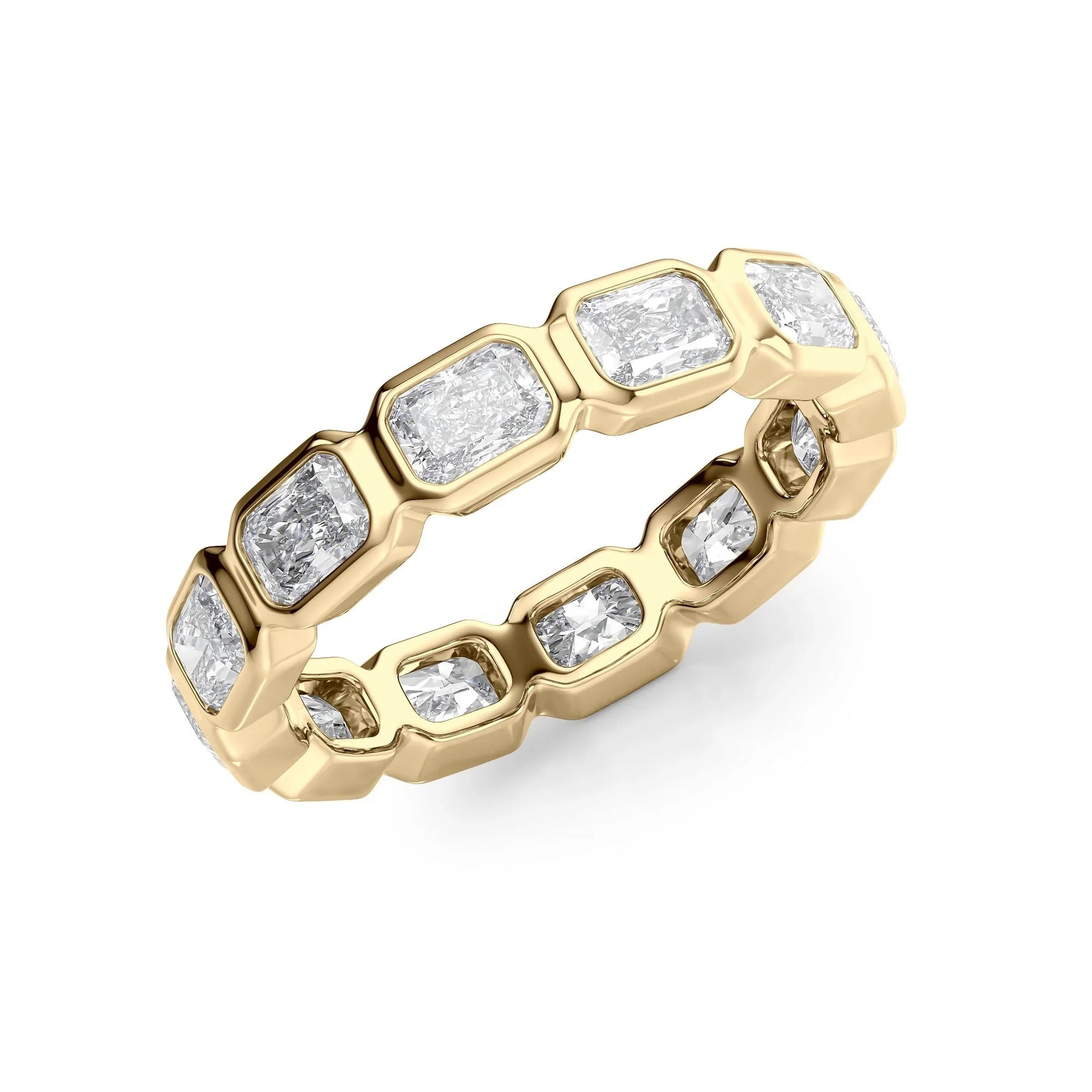 East West Radiant Lab Grown Diamond Bezel Eternity Band, EF Color, VS Clarity, IGI Certified Ring